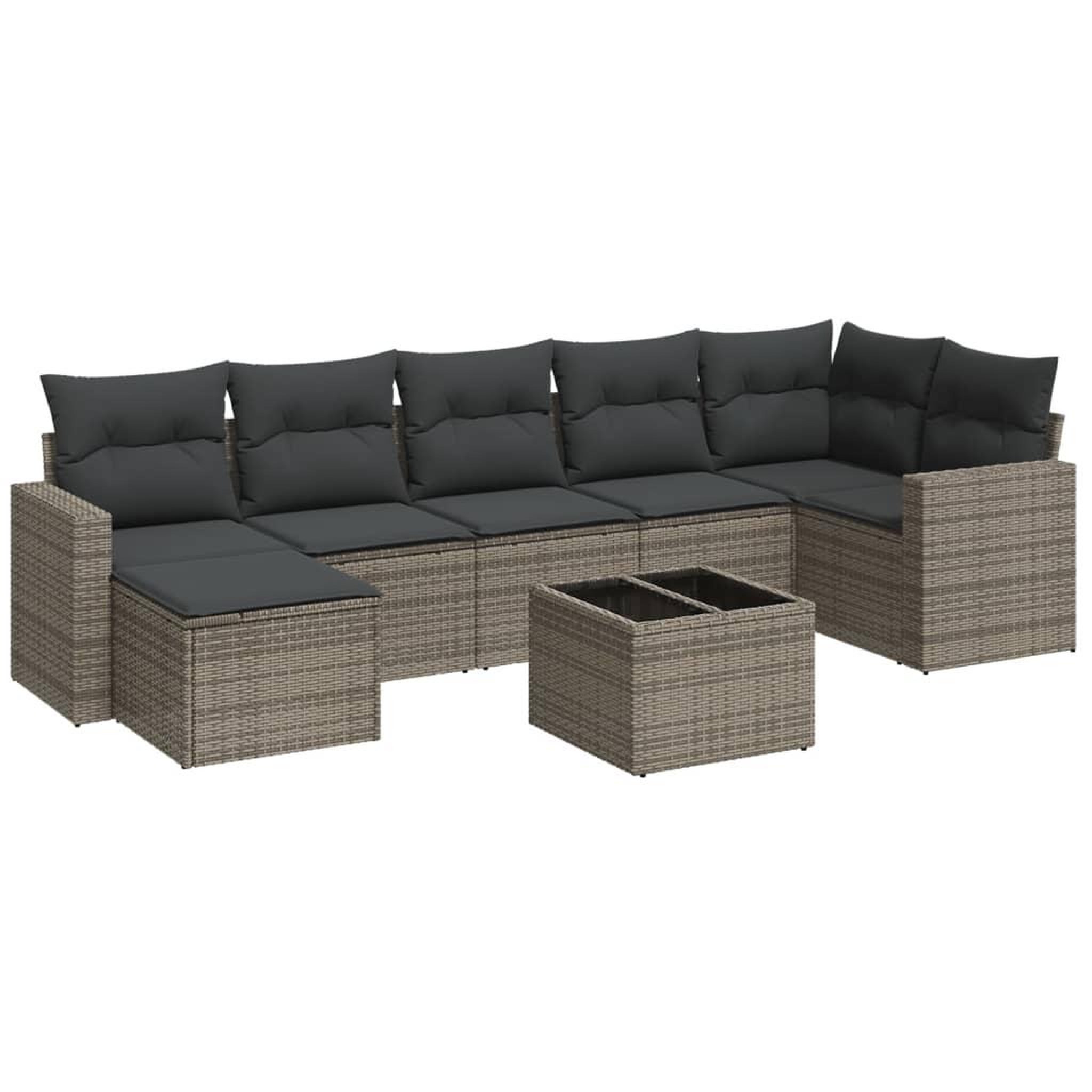 Voir la diapositive 2 : VIDAXL Salon de jardin 8 pcs avec coussins gris resine tressee