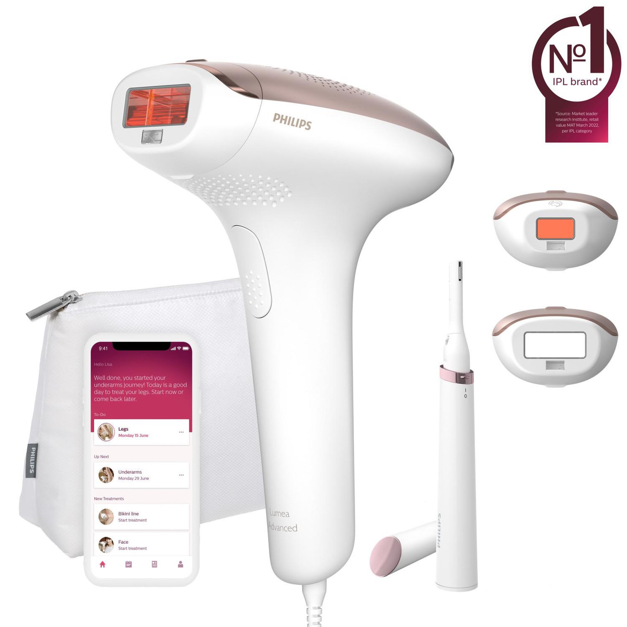 Philips Philips Lumea Advanced BRI921/00 épilateur léger Rose, Blanc