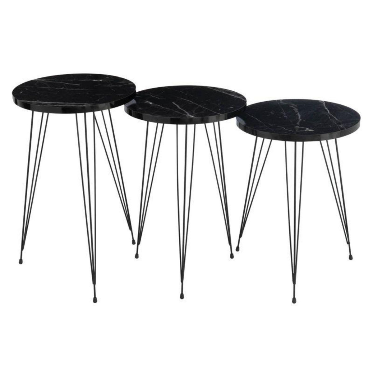 Paris Prix Lot de 3 Tables d'Appoint  Célia  56cm Noir