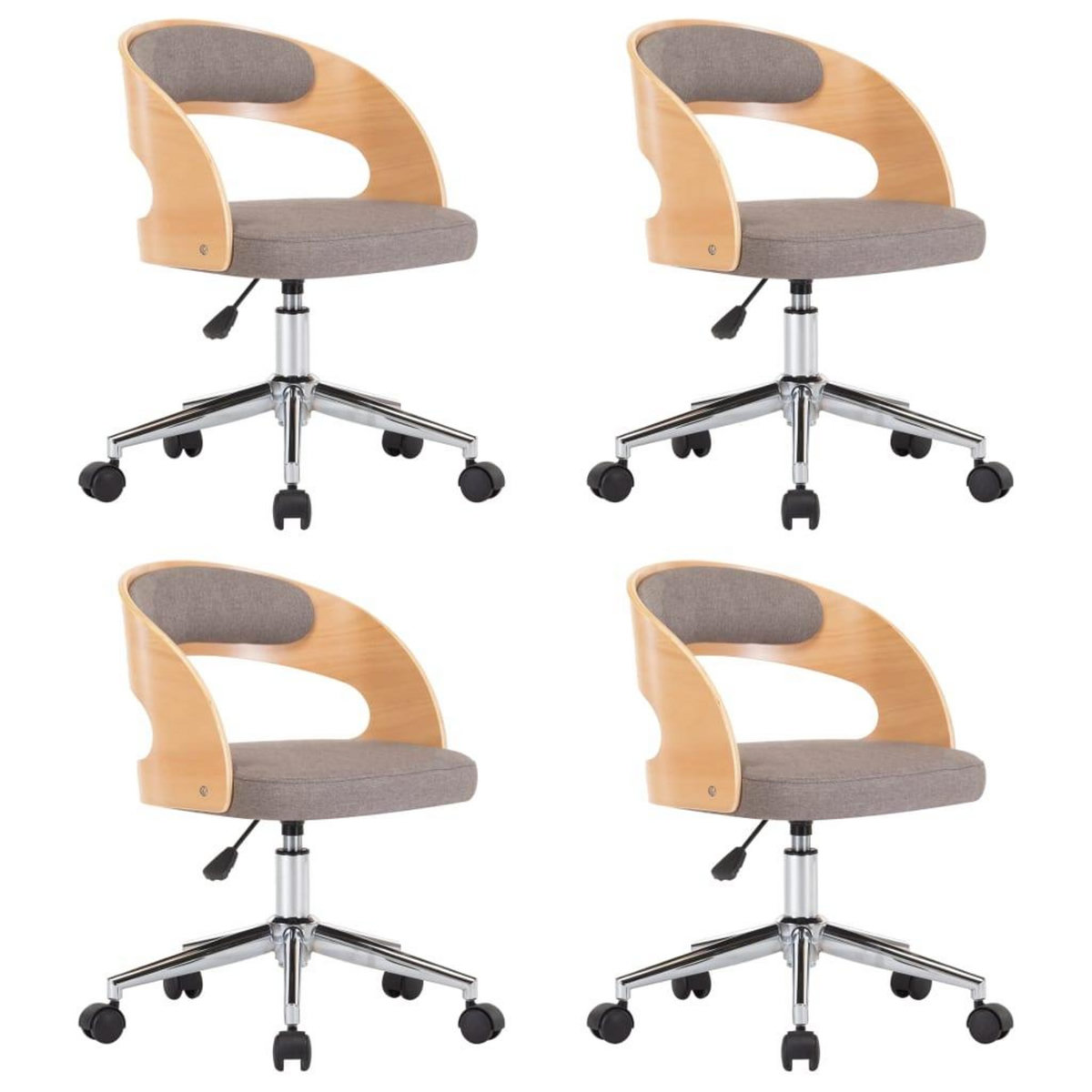 VIDAXL Chaises pivotantes a manger lot de 4 taupe bois courbe et tissu