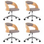 Voir la diapositive 2 : VIDAXL Chaises pivotantes a manger lot de 4 taupe bois courbe et tissu