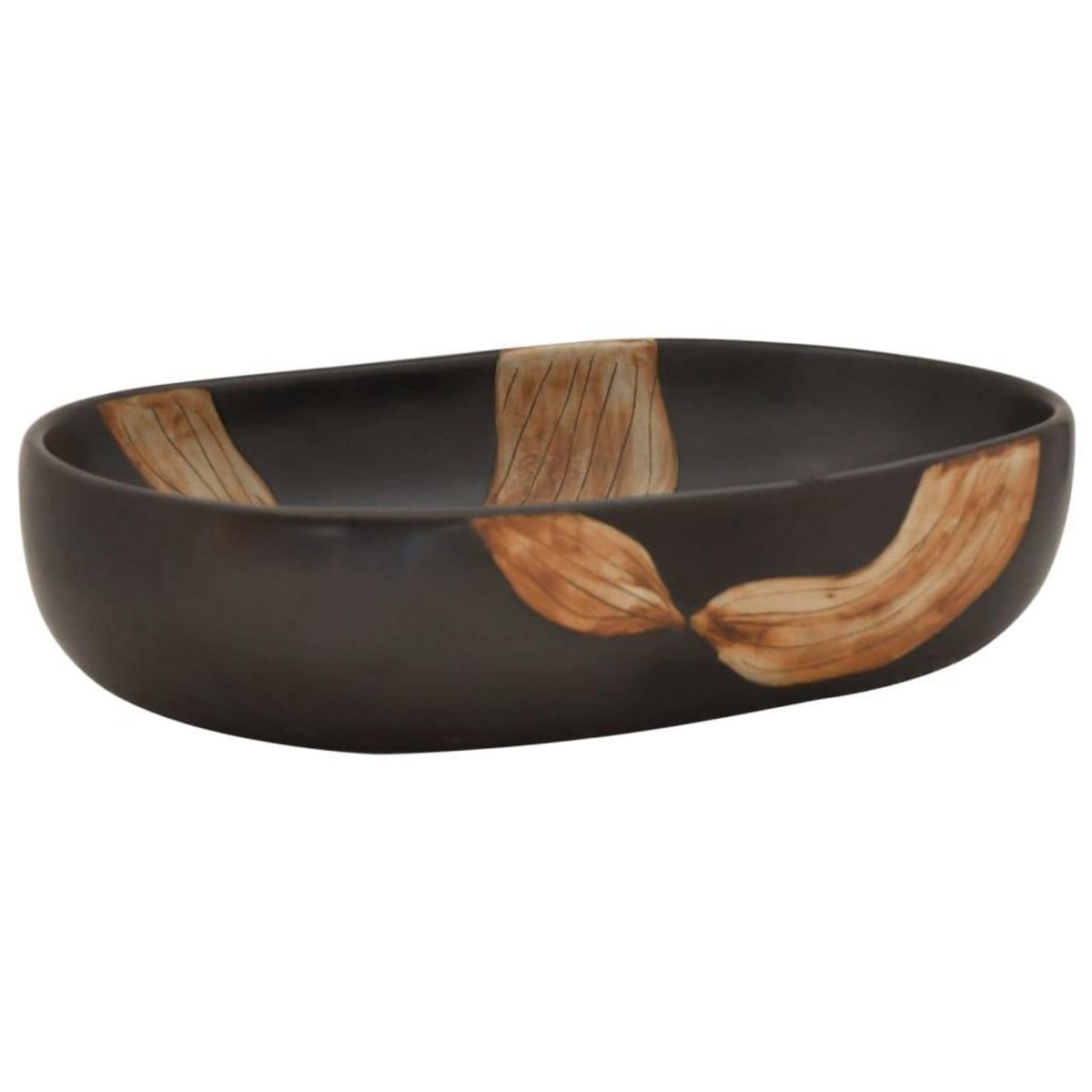 VIDAXL Vasque a poser noir ovale 59x40x14 cm ceramique