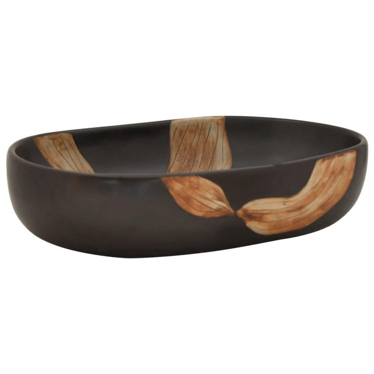 VIDAXL Vasque a poser noir ovale 59x40x14 cm ceramique