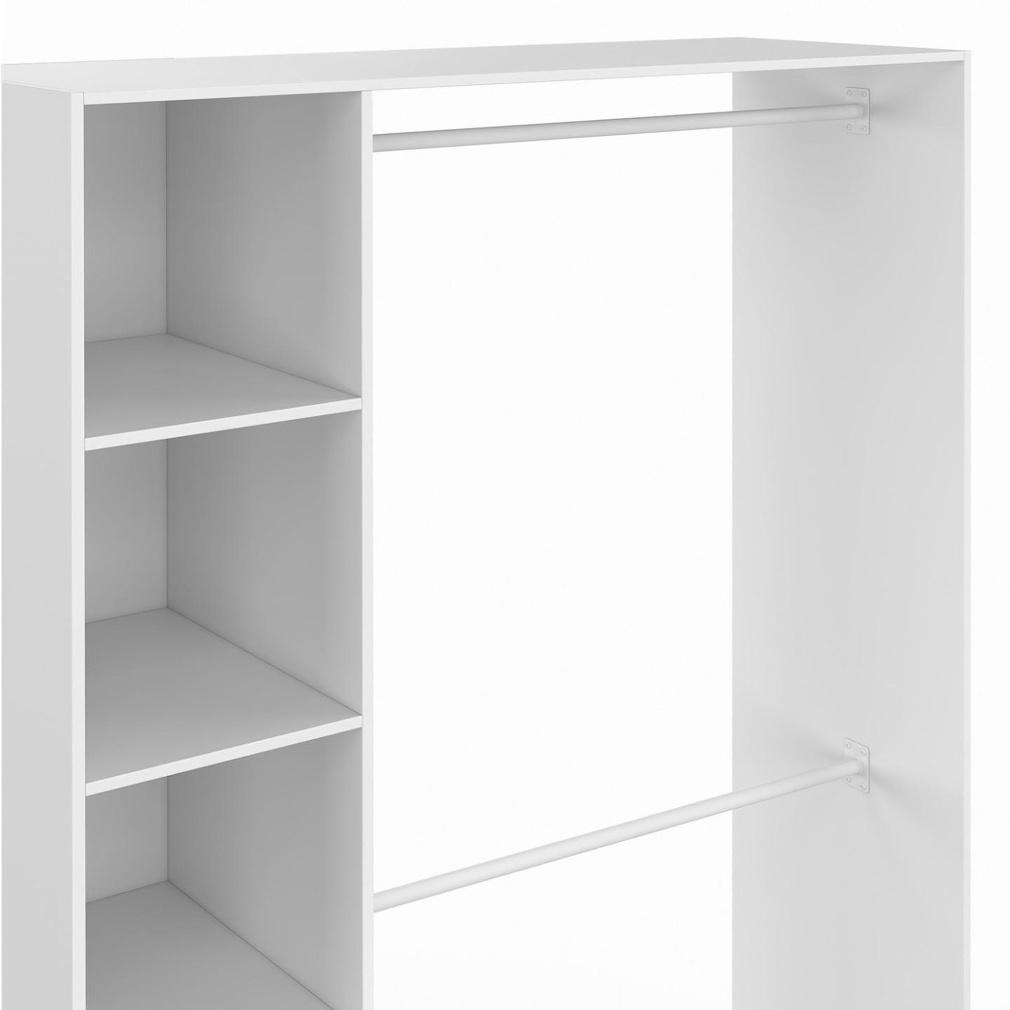Voir la diapositive 6 : ID MARKET Dressing double penderie l. 110 cm mirty avec étagères + tiroir + rangements à chaussures blanc
