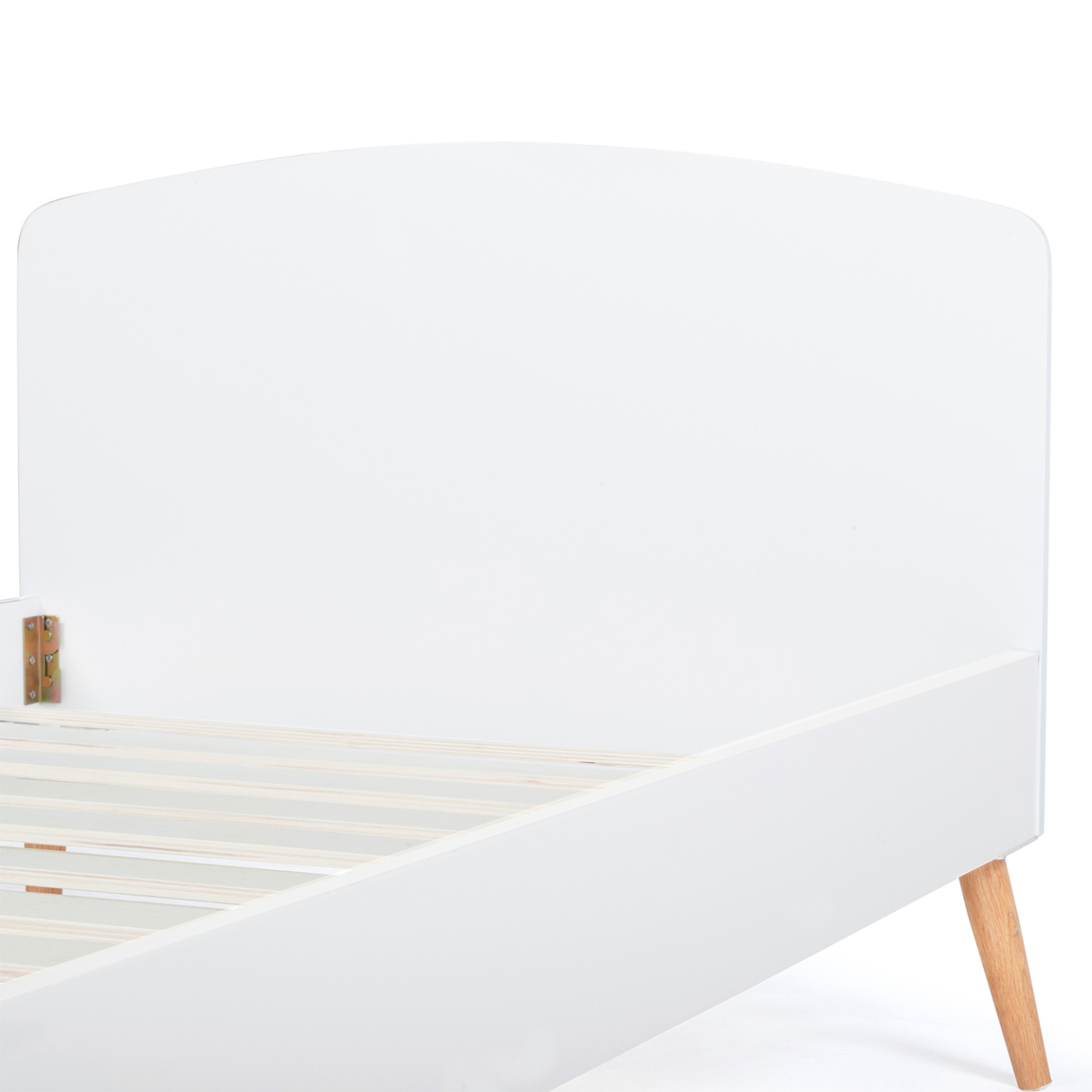 Voir la diapositive 5 : ID MARKET Lit simple scandinave 90 x 190 cm soren bois et blanc