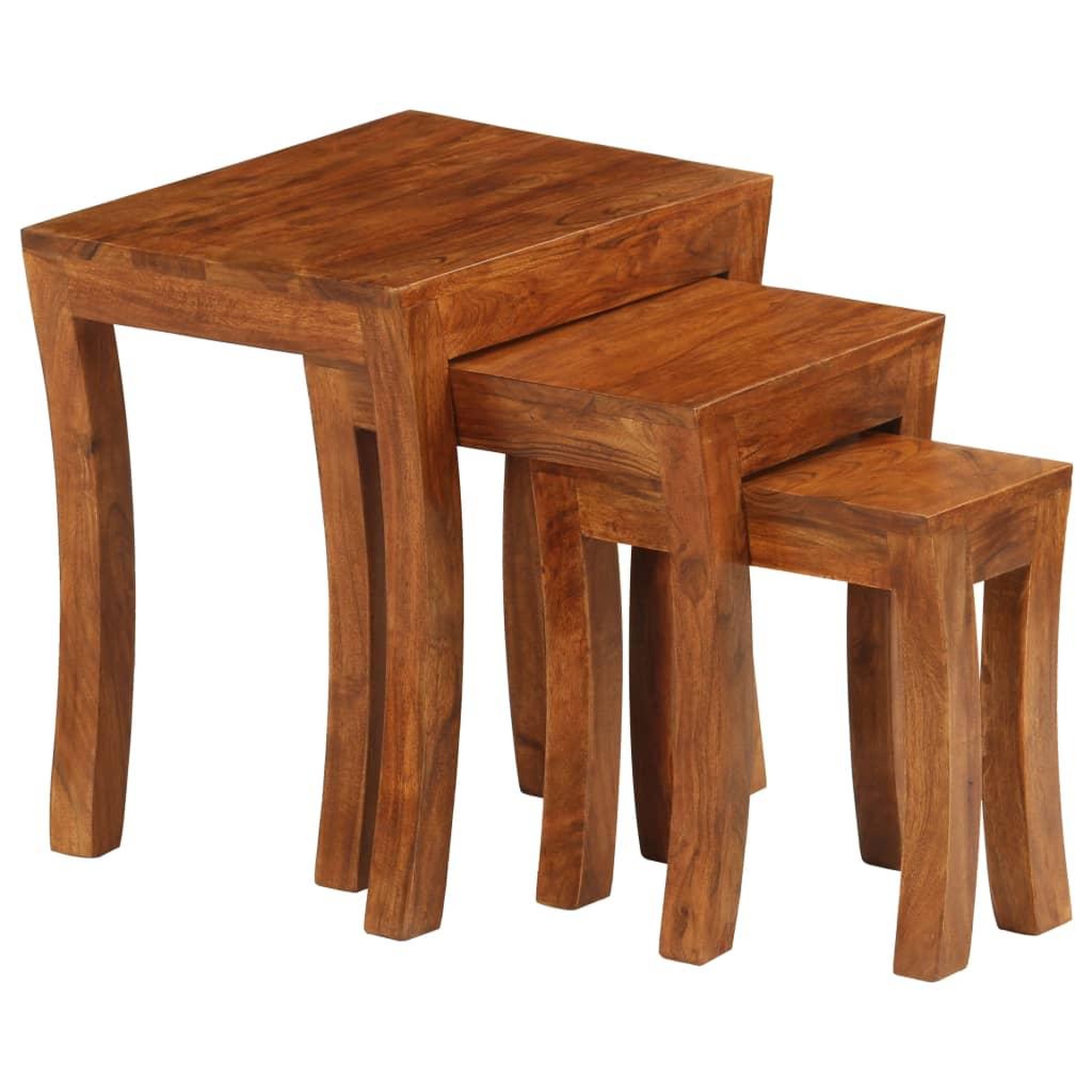Voir la diapositive 2 : VIDAXL Table gigogne 3 pcs Bois massif d'acacia 50x35x50 cm Marron