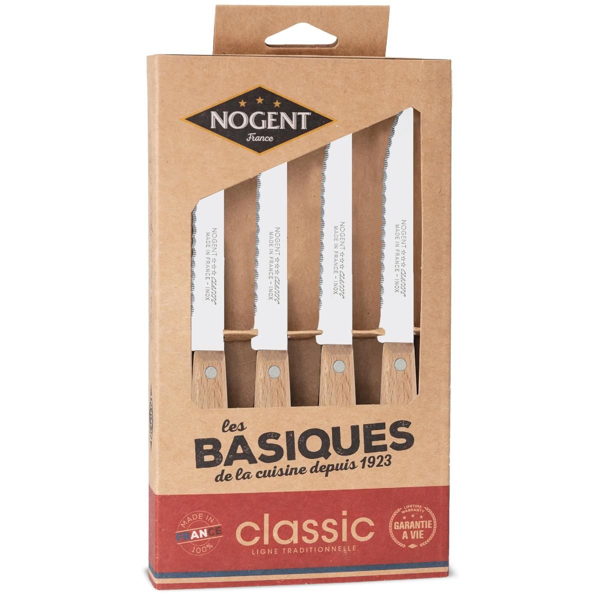 Nogent 3 etoiles Coffret de 4 couteaux à steak hêtre - 00085v
