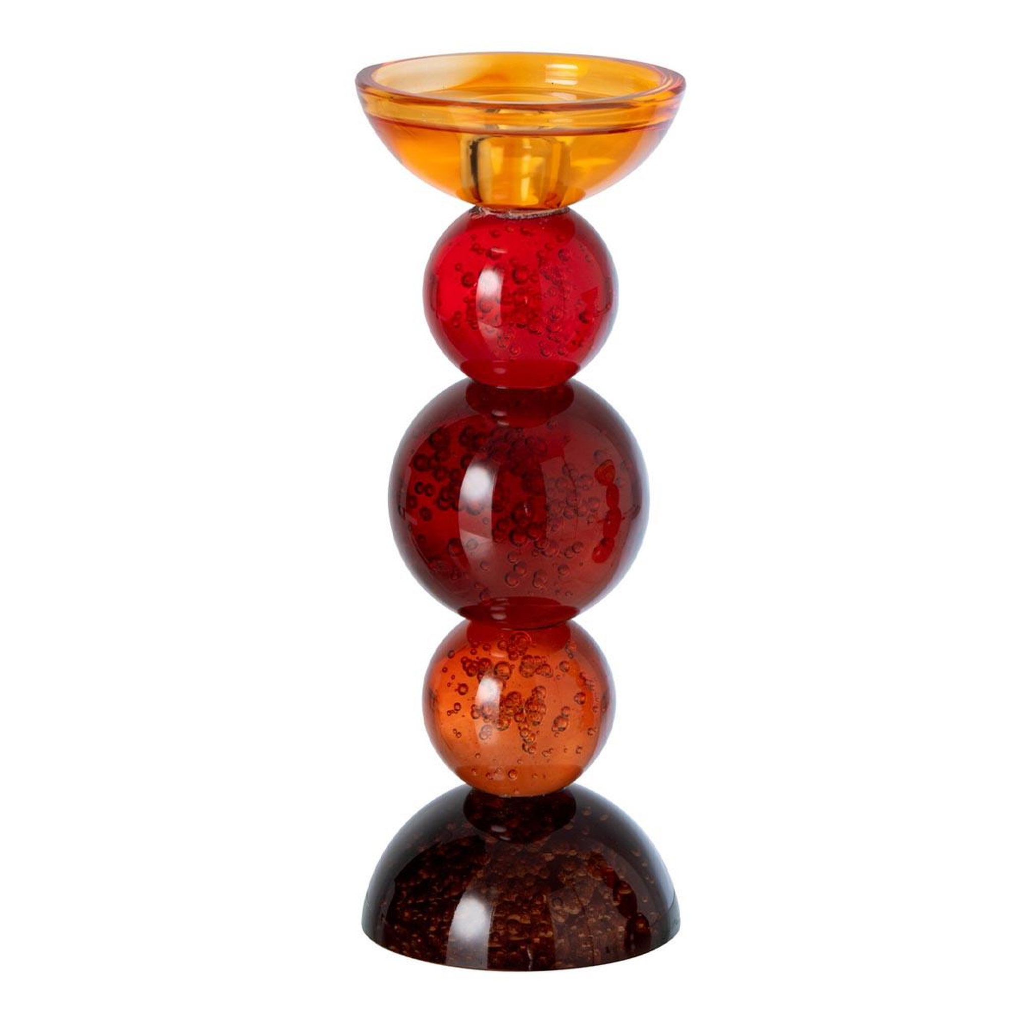 J-LINE Bougeoir Boules en Verre  Ilias  26cm Multicolore