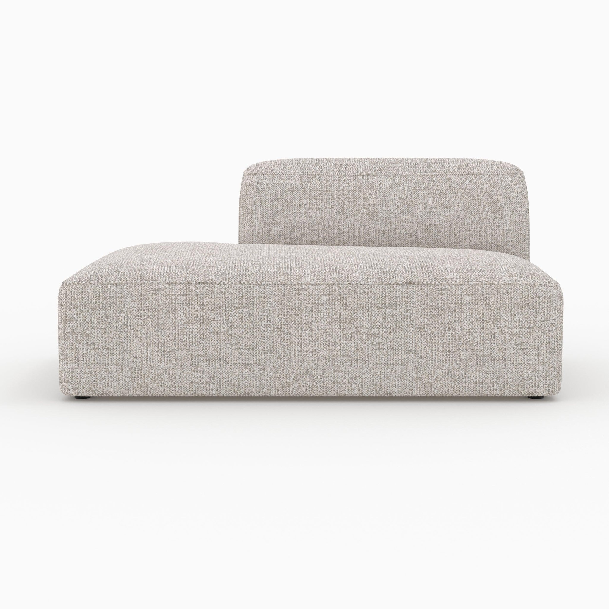 Voir la diapositive 5 : MAISON PAVANE Canapé d'angle droit modulable en tissu beige 4 places avec 2 poufs-hestia