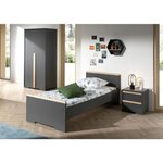 Paris Prix Pack - Lit Enfant, Chevet & Armoire  London  Gris Anthracite