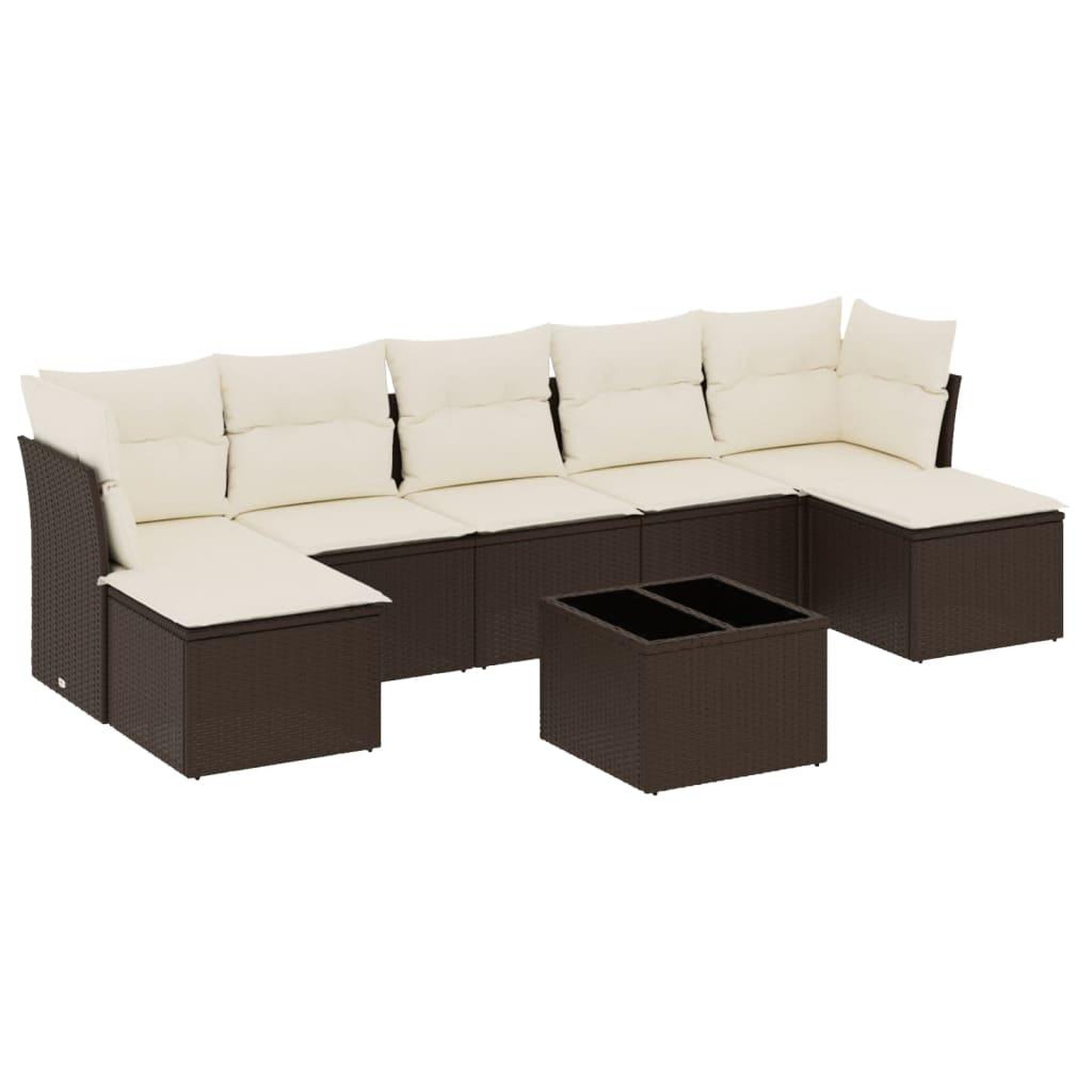 Voir la diapositive 2 : VIDAXL Salon de jardin 8 pcs avec coussins marron resine tressee