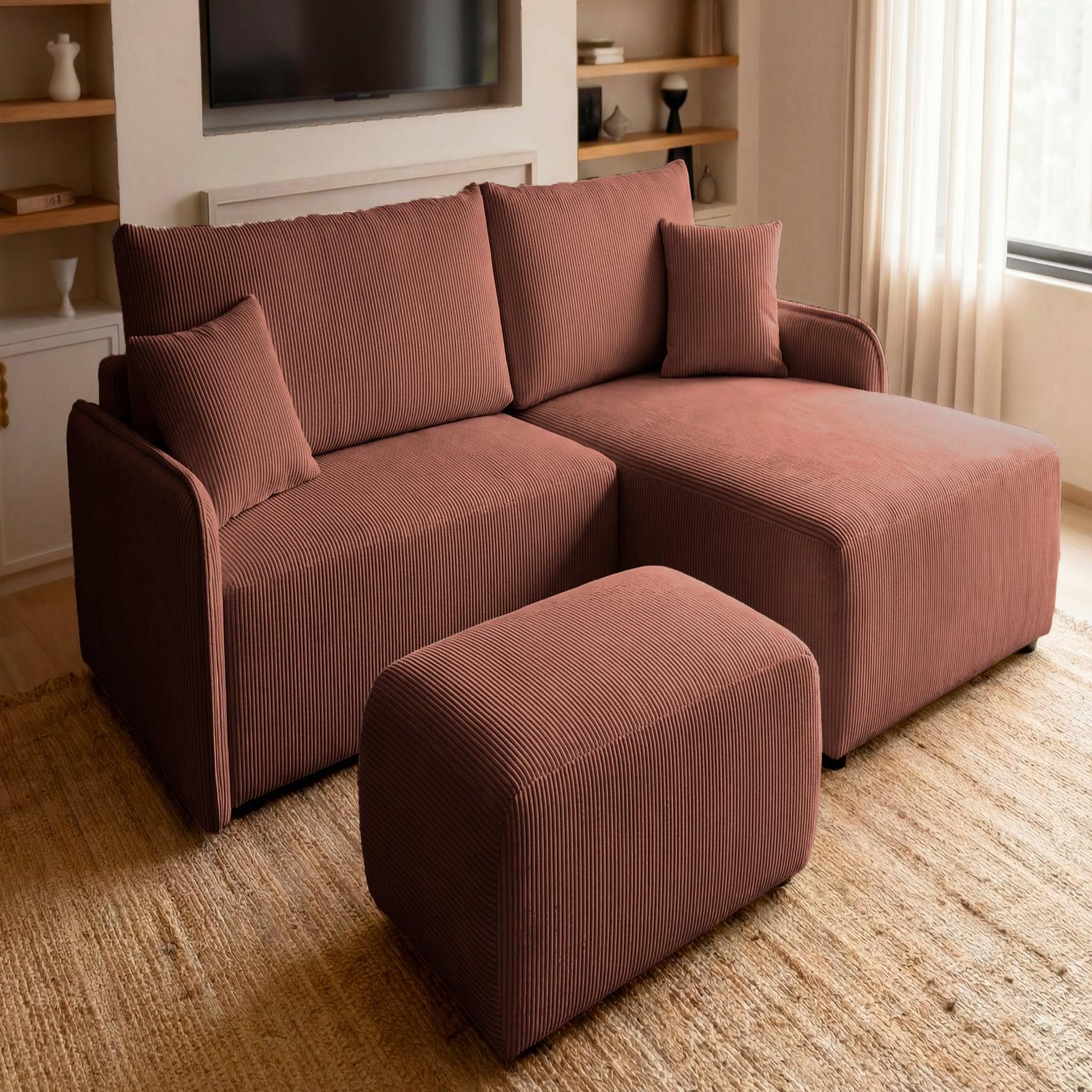 Voir la diapositive 4 : CASANOVA PARIS Sacha - pouf en velours côtelé 105x57x40