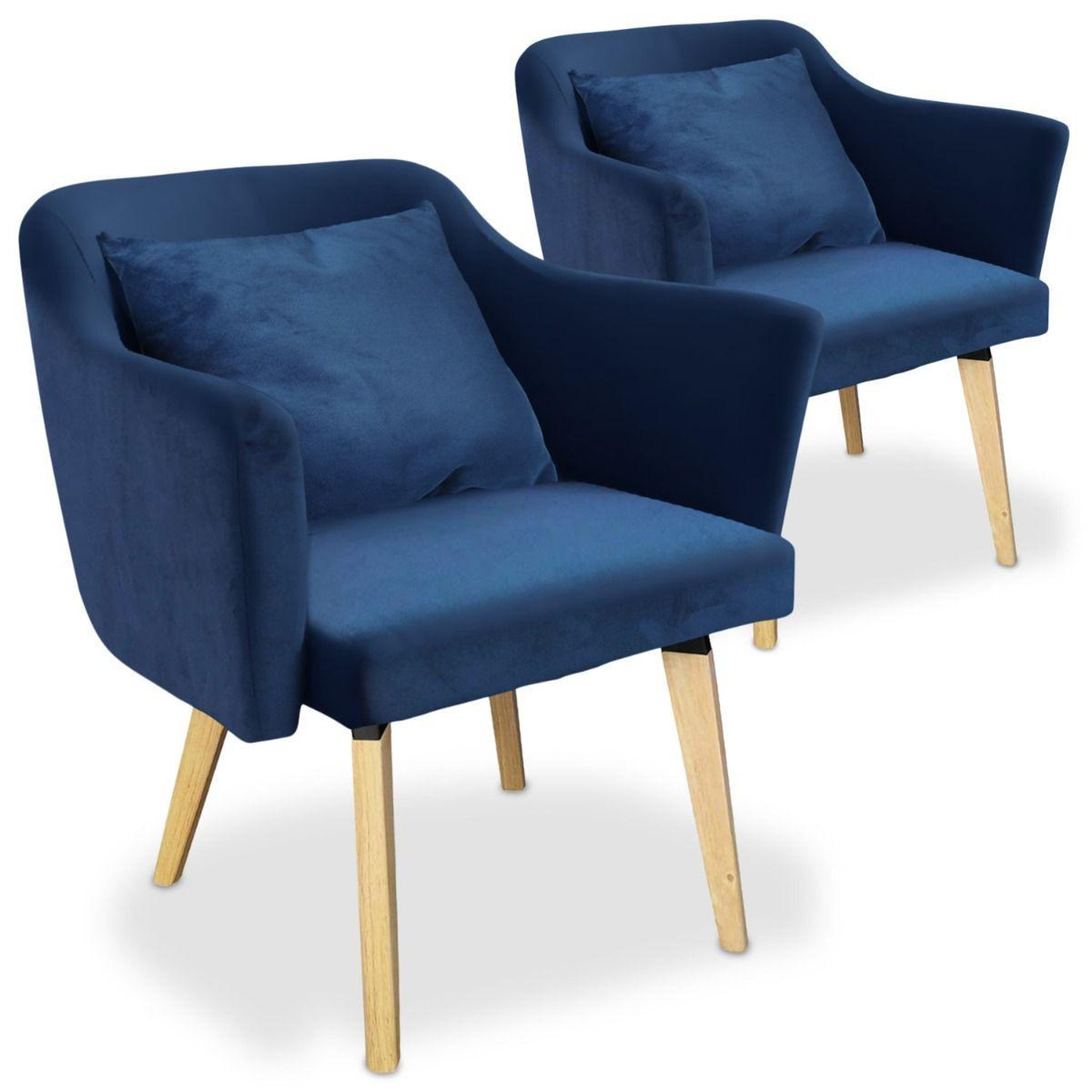 Paris Prix Lot de 2 fauteuils scandinave en tissu  delante  67cm bleu