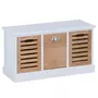 IDIMEX Banc de rangement TRIENT meuble bas coffre et 3 caisses de rangement, en MDF et bois de paulownia blanc/naturel