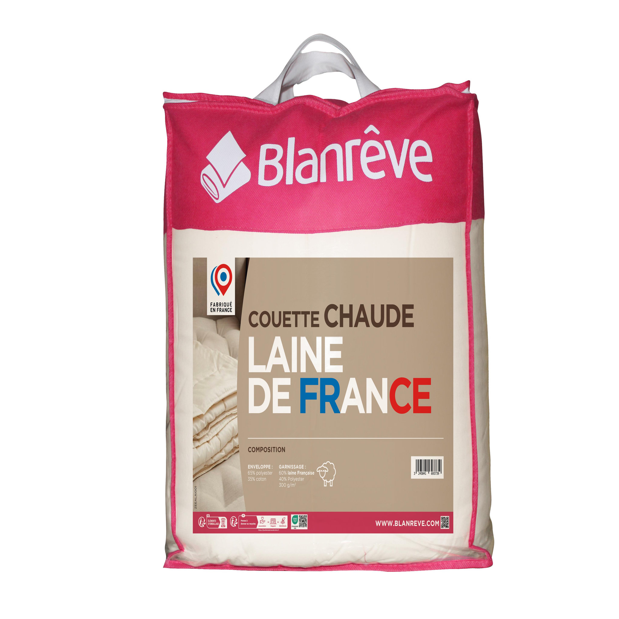 BLANREVE Couette chaude LAINE DE FRANCE 300 g/m²