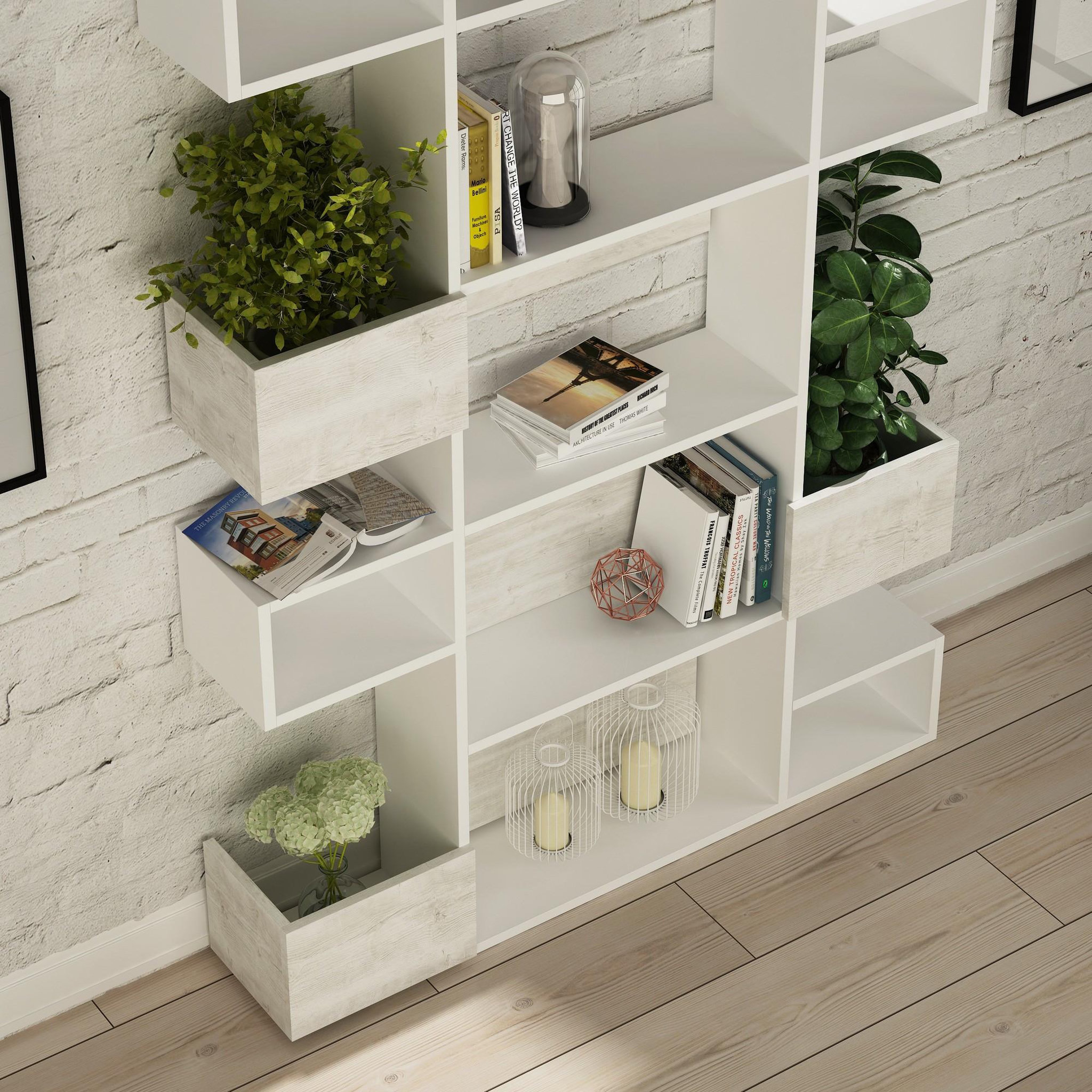 Voir la diapositive 3 : Habitat et Jardin Bibliothèque en bois  niho  120 x 27 x 171 cm - blanc