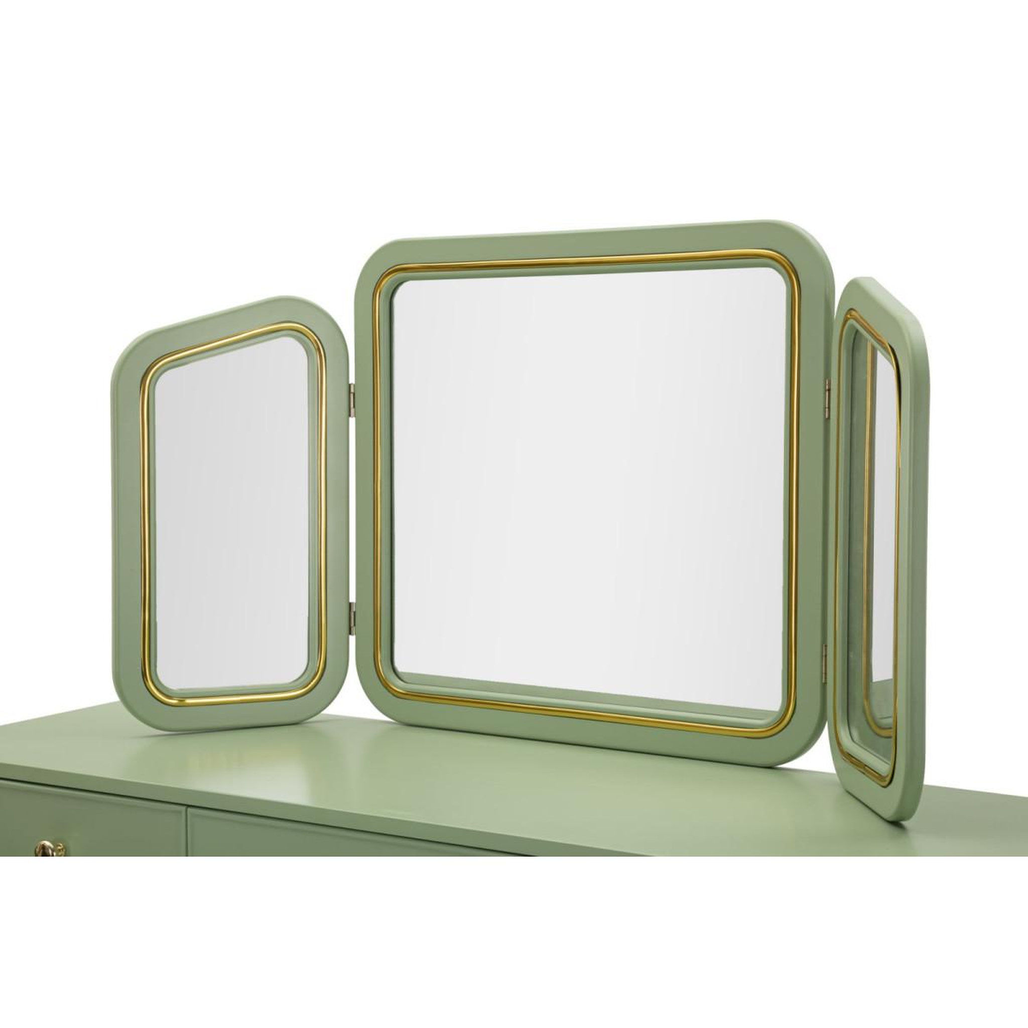 Voir la diapositive 5 : Paris Prix Coiffeuse avec miroir & tabouret  camille  120cm vert