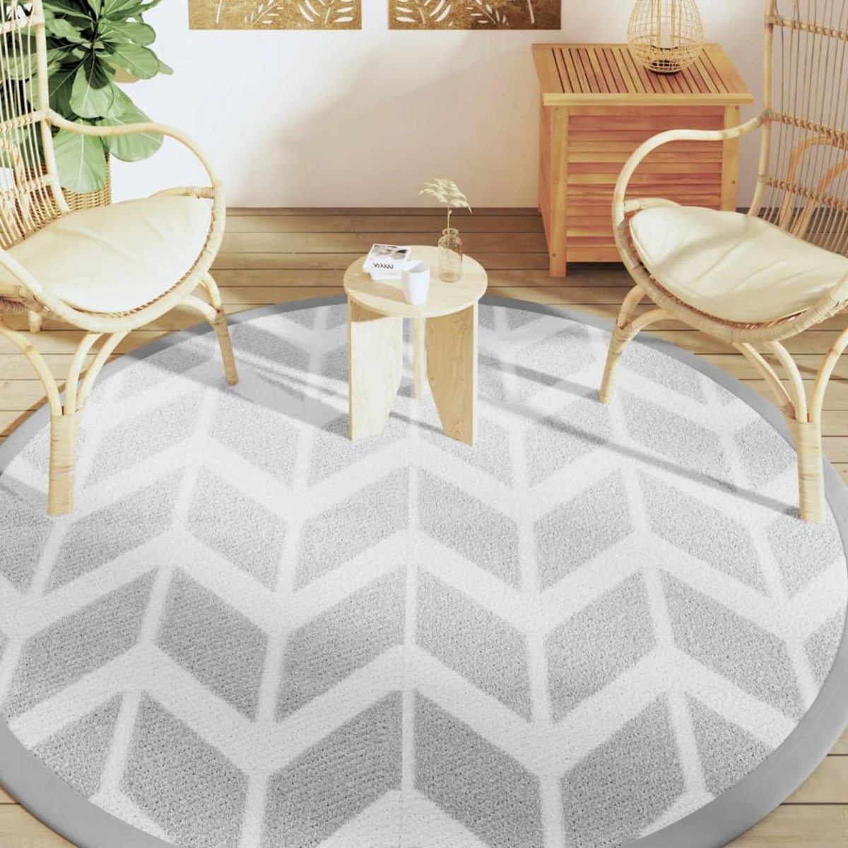 VIDAXL Tapis d'exterieur ARAKIL gris Ø200 cm PP