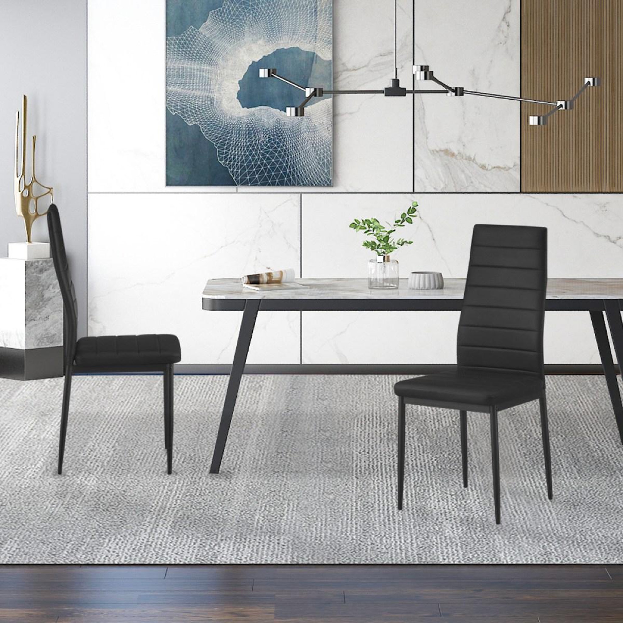 Voir la diapositive 3 : JLC KREATION Chaise moderne noire en pu oskar ( lot  de 4 )