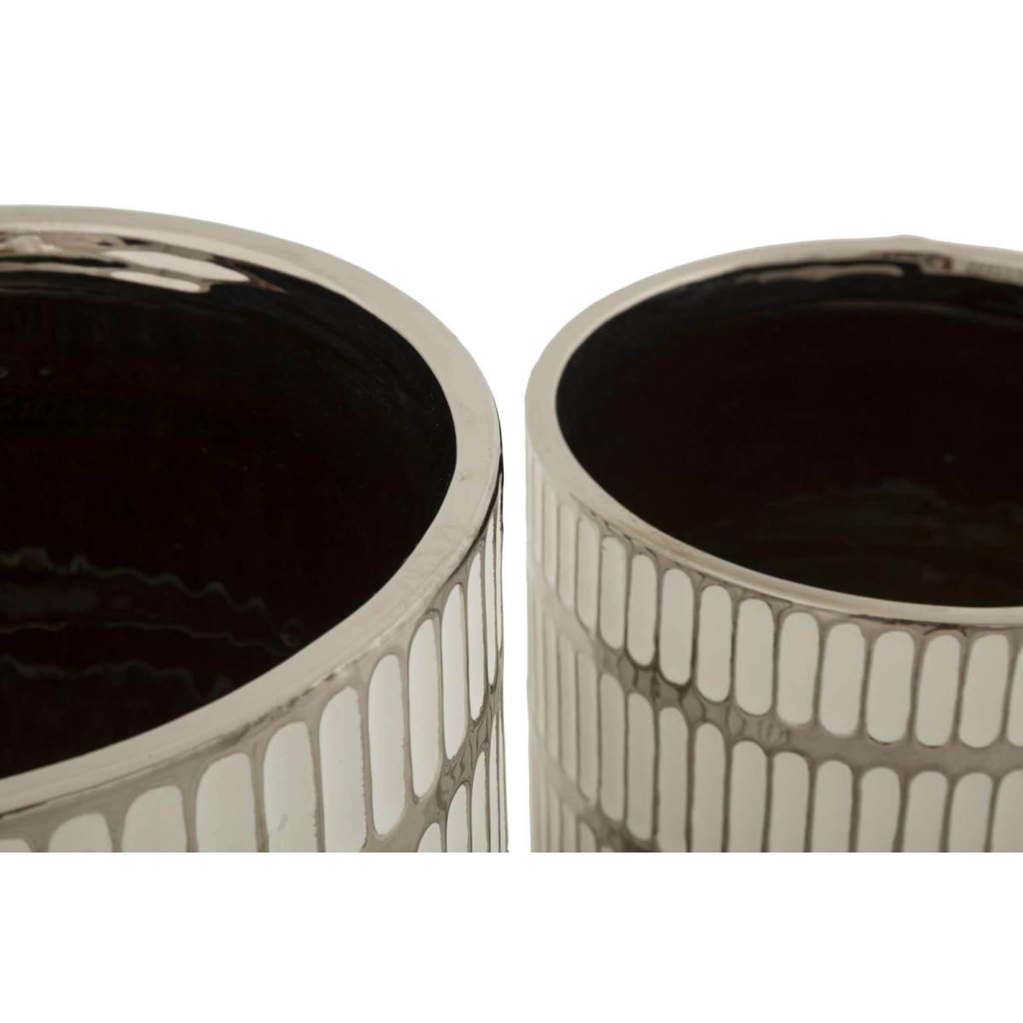 Voir la diapositive 3 : Paris Prix Lot de 2 vases en céramique  ray  24cm blanc & argent
