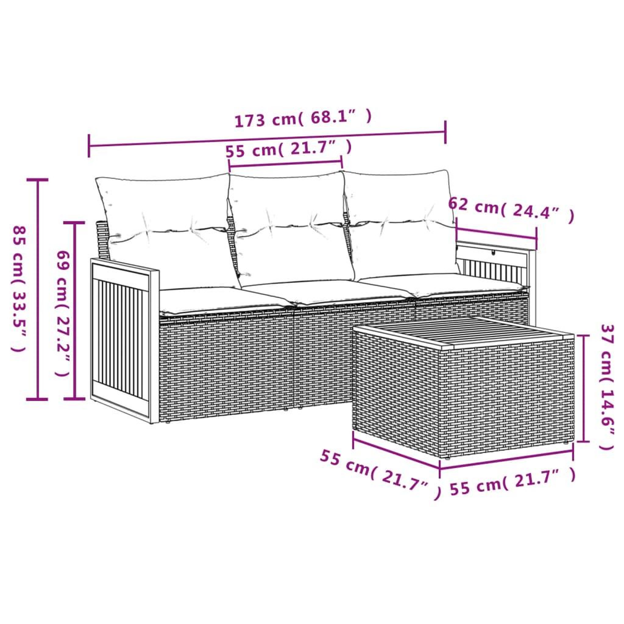 Voir la diapositive 6 : VIDAXL Salon de jardin avec coussins 4 pcs beige resine tressee