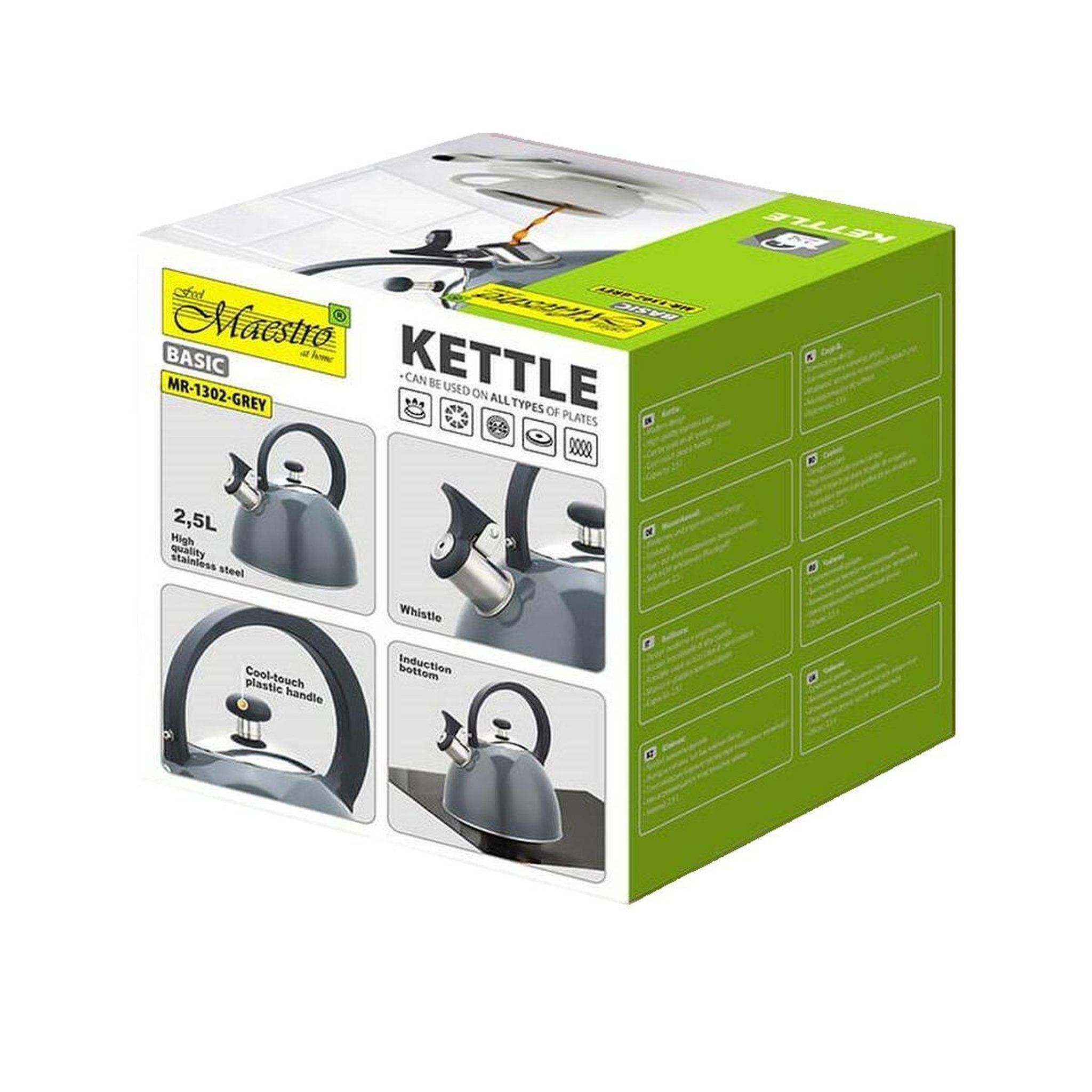 Voir la diapositive 2 : HELLO MAESTRO Bouilloire Maestro MR-1302-GREY 2,5 litres gris