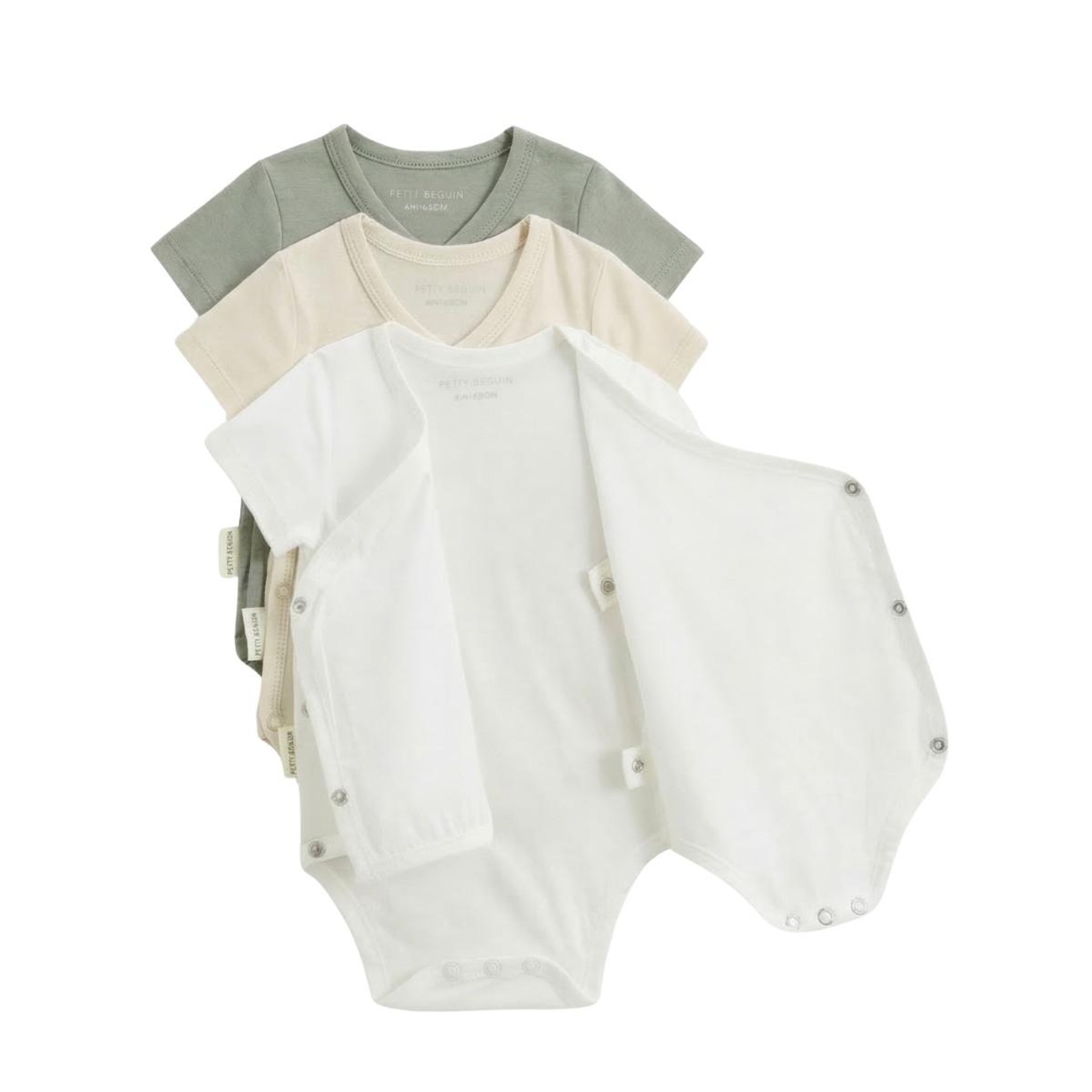 Voir la diapositive 2 : Petit Béguin Lot de 3 bodies bébé manches courtes ouverture croisée mini rêve