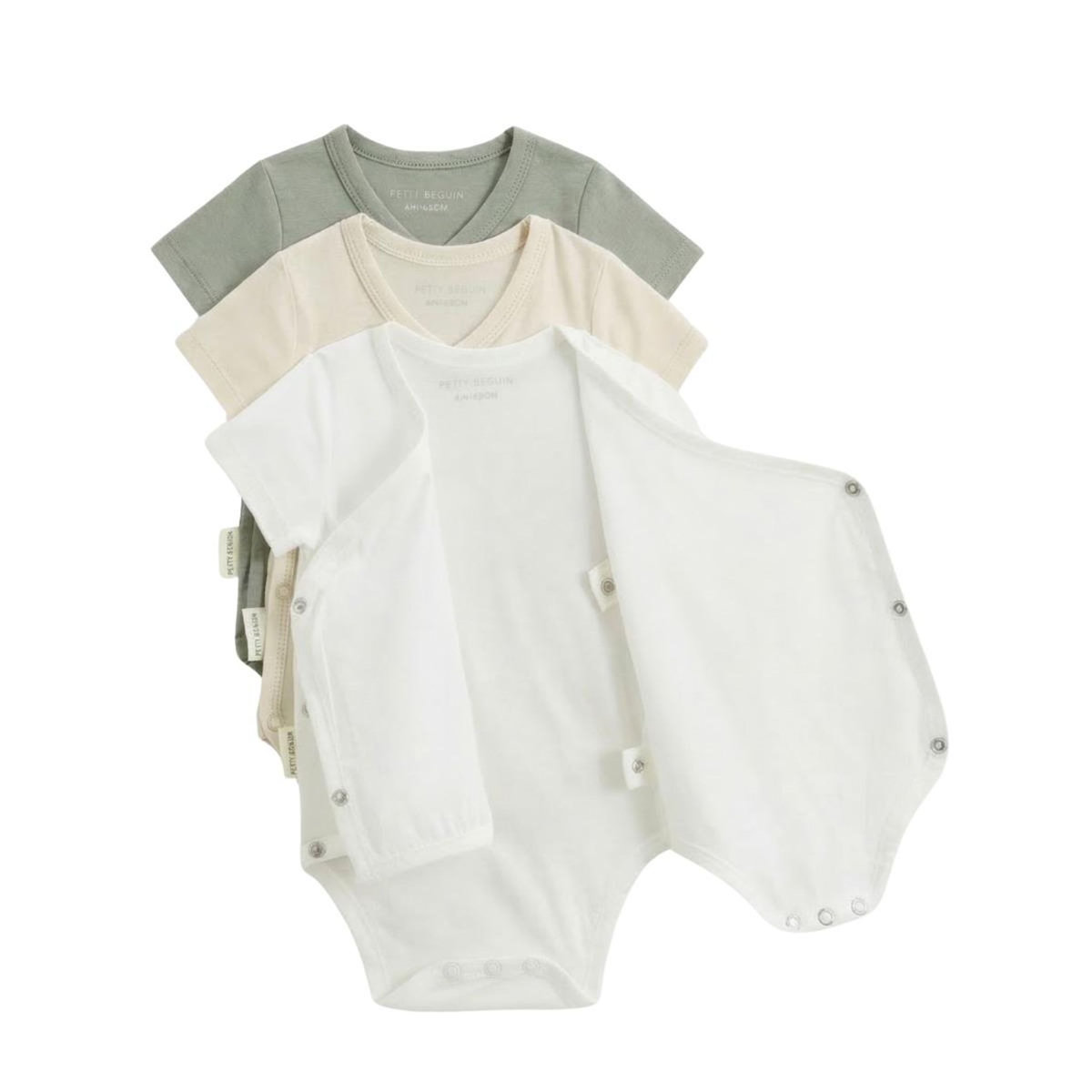Petit Béguin Lot de 3 bodies bébé manches courtes ouverture croisée Mini Rêve