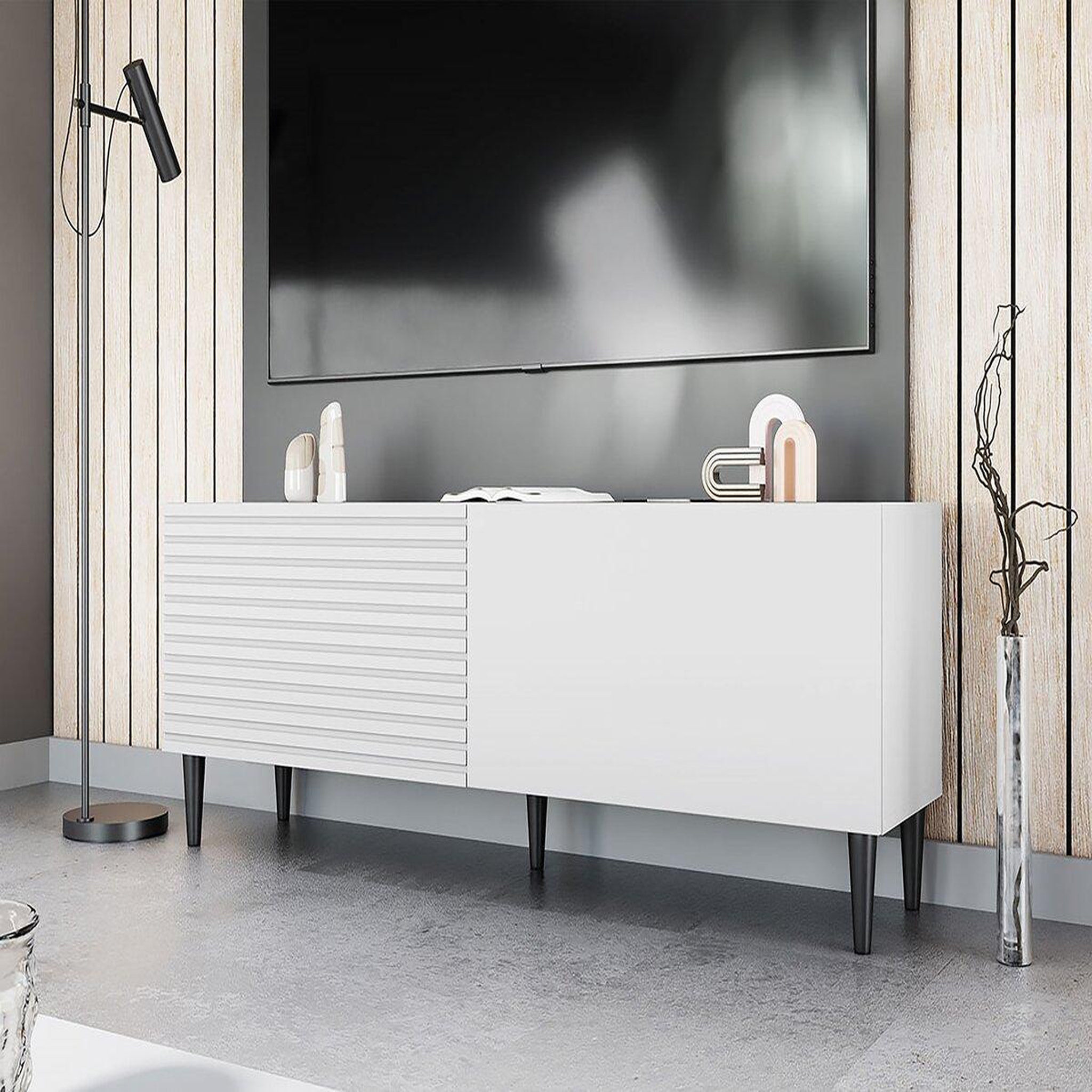Voir la diapositive 2 : Habitat et Jardin Meuble TV  Nokomo   - 150  X 53  X 40 cm- Blanc
