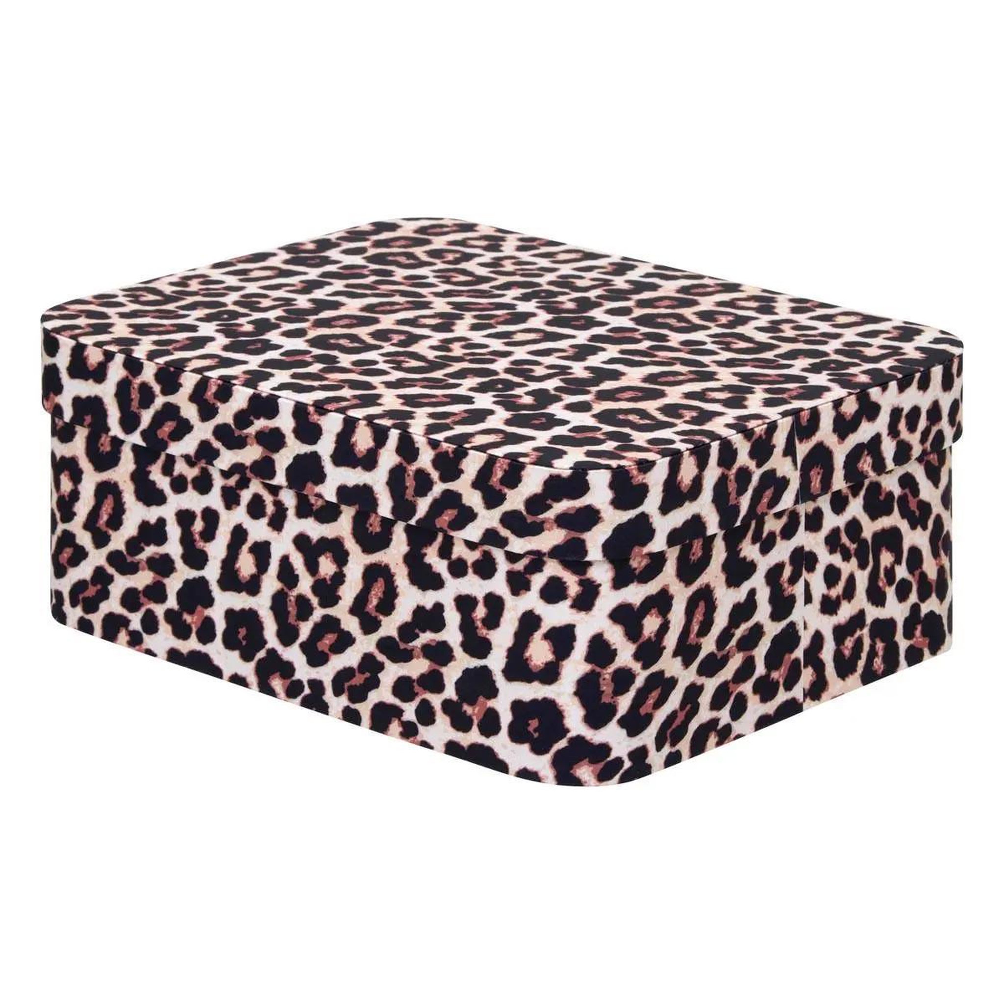Voir la diapositive 5 : FIVE Lot de 4 boîtes déco léopard  polybox  39cm marron