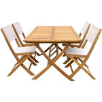 MARKET24 Ensemble repas de jardin en bois d'eucalyptus FSC - BANGGI - 4 personnes