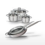 ELO Lot 2 Poêles 28/32 cm et 3 Faitouts 14/16/20 cm Elo Relief Solution