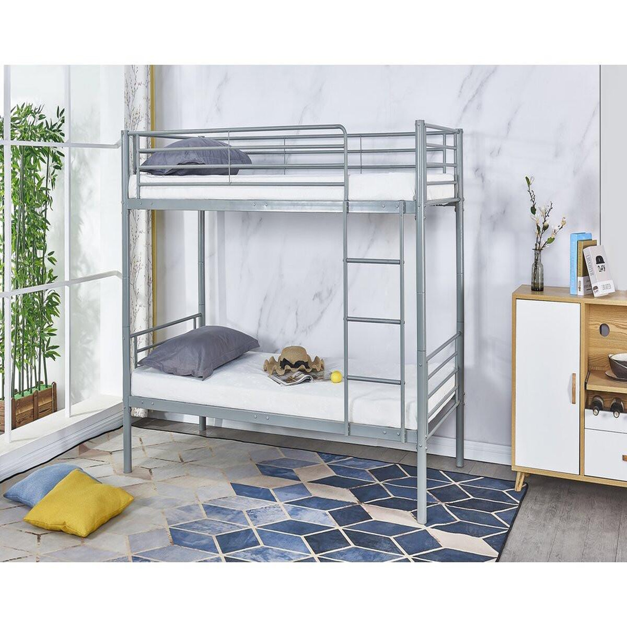 Voir la diapositive 2 : Habitat et Jardin Lit superposé  adam  -  90 x 190 cm - métal - gris