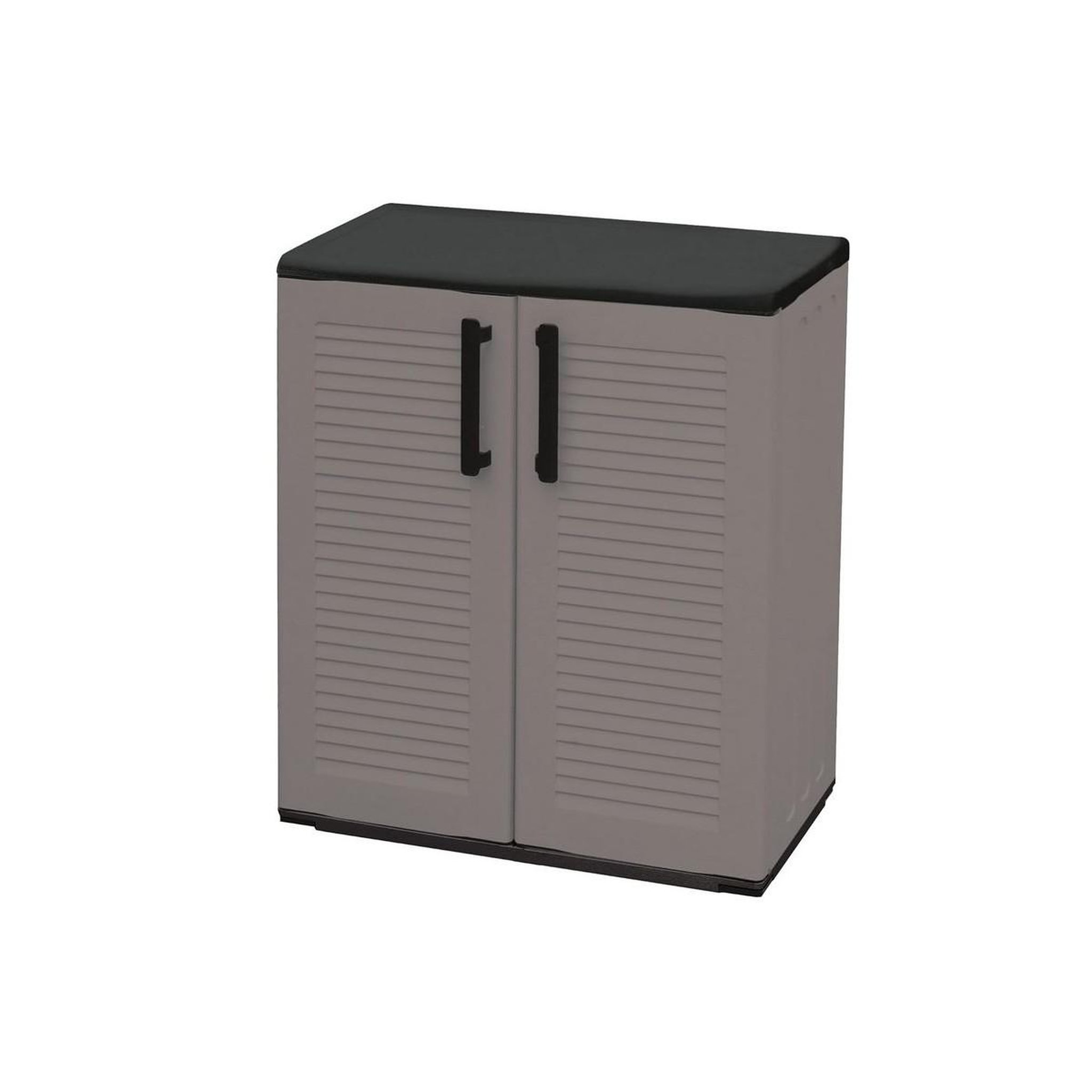 ART PLAST Armoire de rangement grise armoire basse 2 portes polypropylène - meuble de rangement 68 x 37 x h84 cm artplast