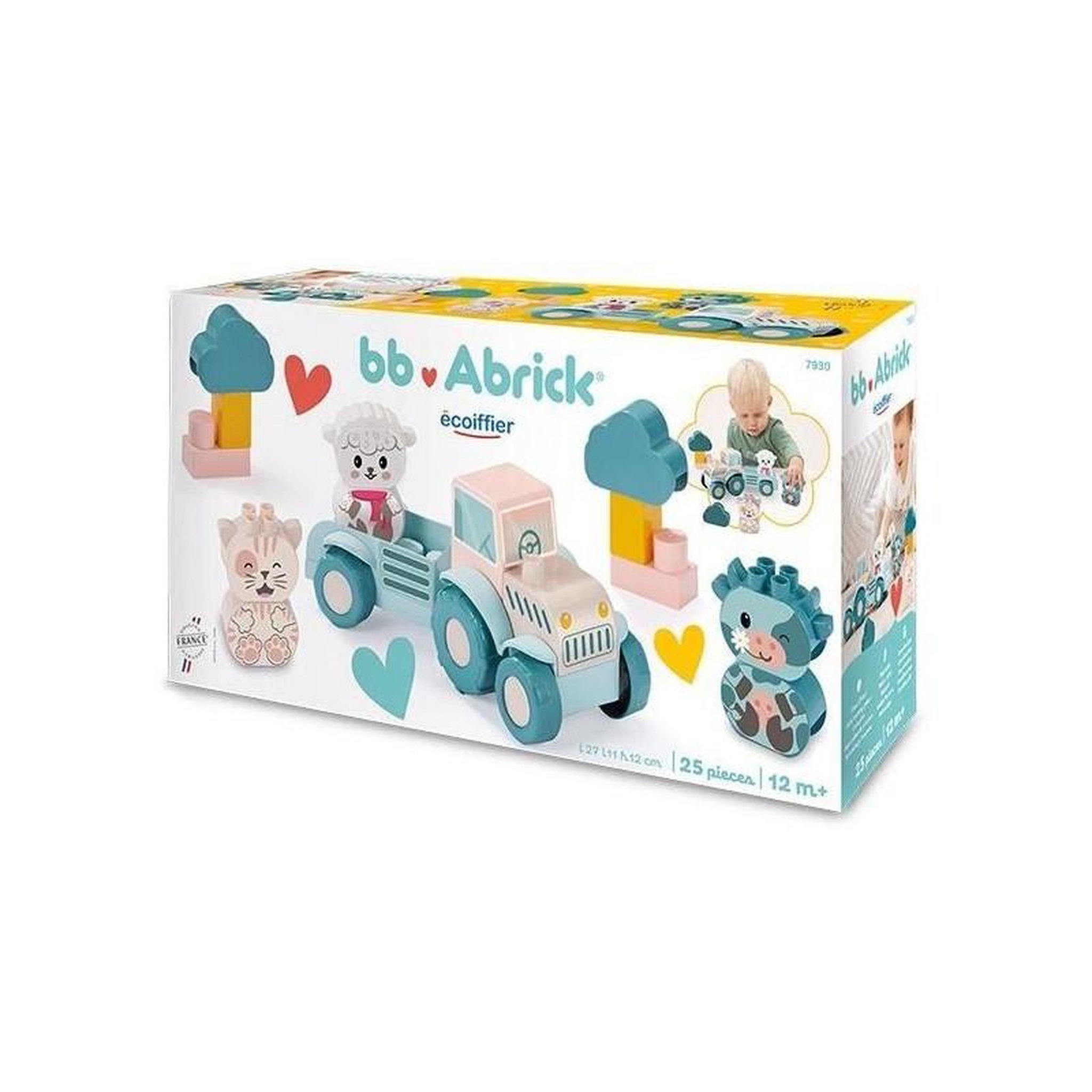 Ecoiffier Tracteur - Ecoiffier - Mon premier tracteur - 25 pieces - Couleur pastel - Pour bébé 12 mois