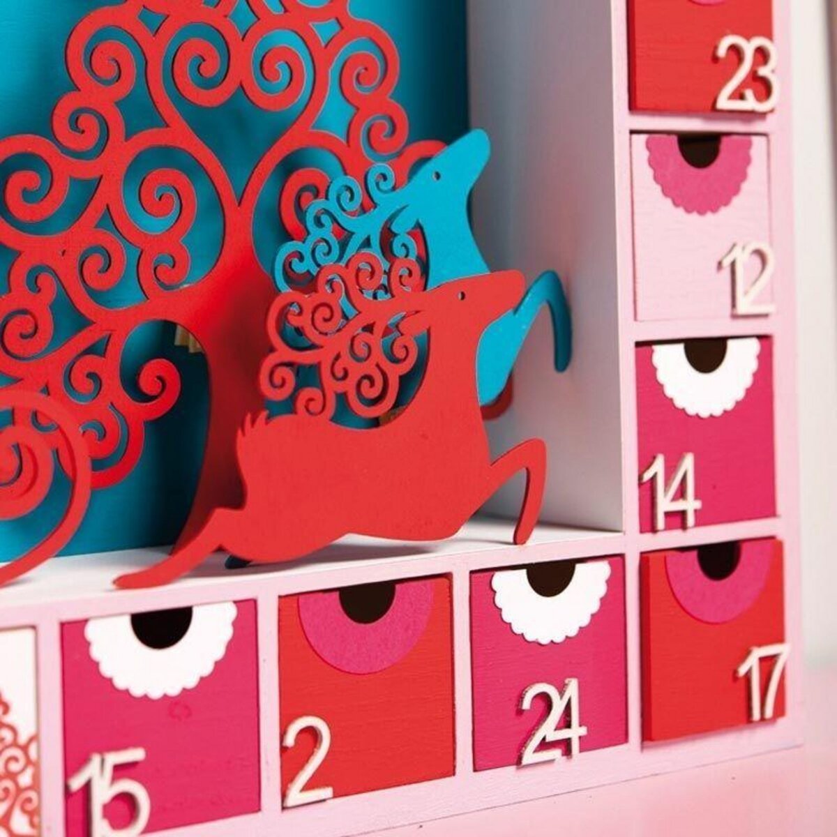 Artemio Calendrier de l'avent carré en bois 39 x 39 cm