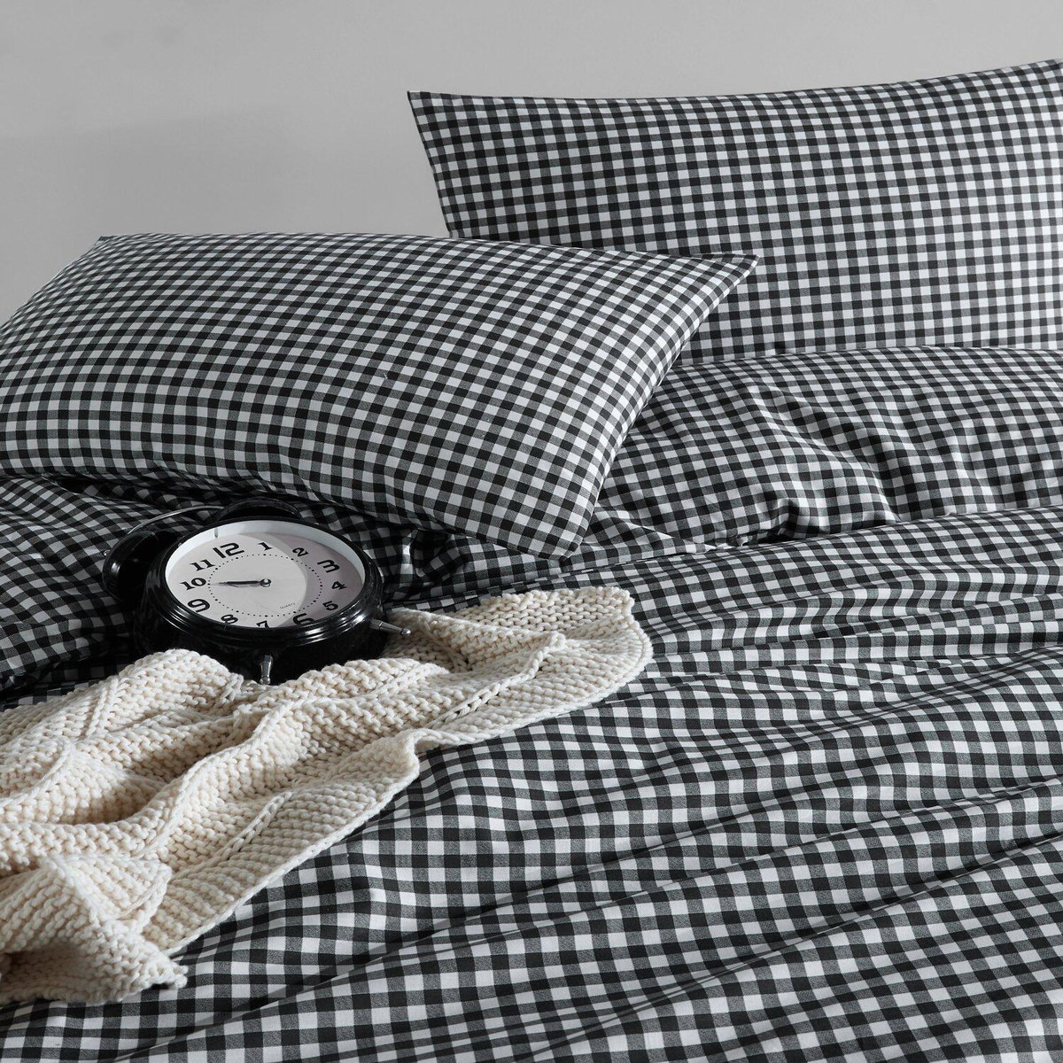 Home collection Parure Housse de couette 3 pcs 240x220 cm 100% coton 57 fils imprimé. Vichy marine