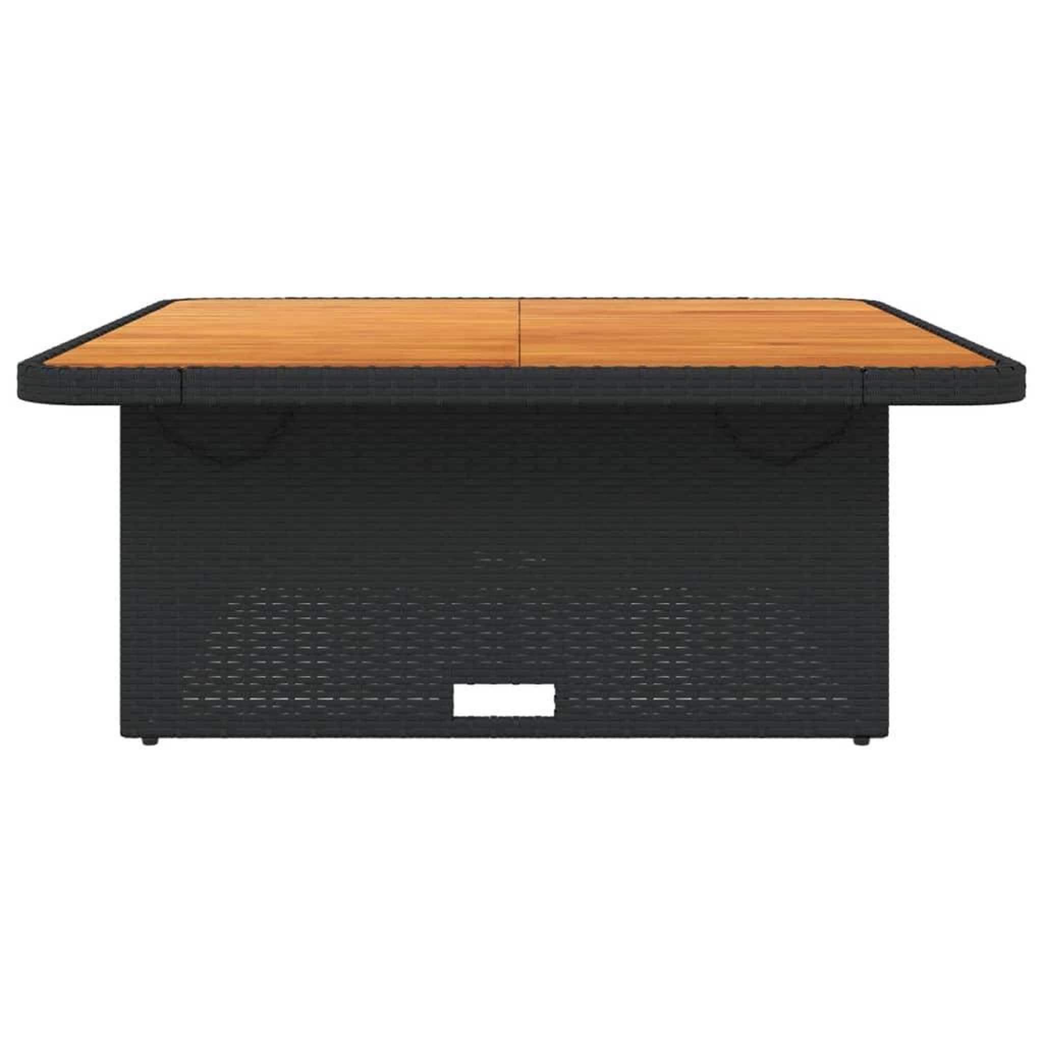 Voir la diapositive 5 : VIDAXL Table de jardin noir 110x110x71cm resine tressee et bois acacia