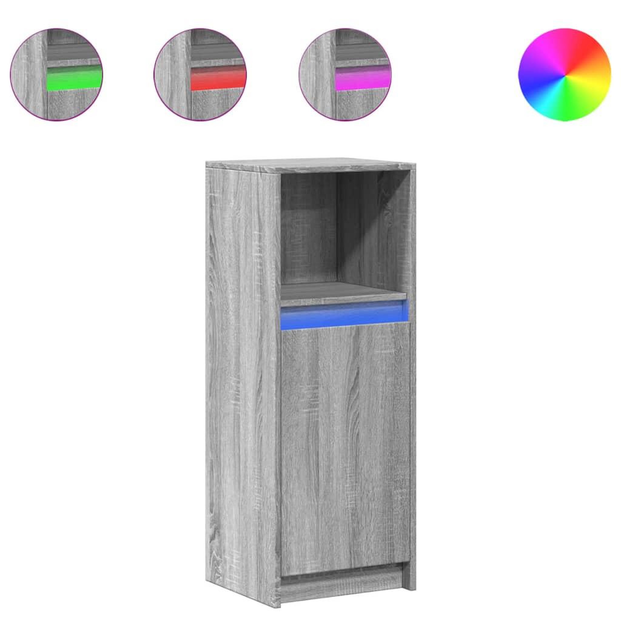 Voir la diapositive 2 : VIDAXL Buffet avec LED sonoma gris 38x34x100 cm bois d'ingenierie