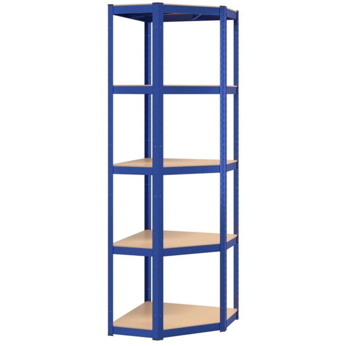 VIDAXL Etagere d'angle a 5 niveaux Bleu Acier et bois d'ingenierie