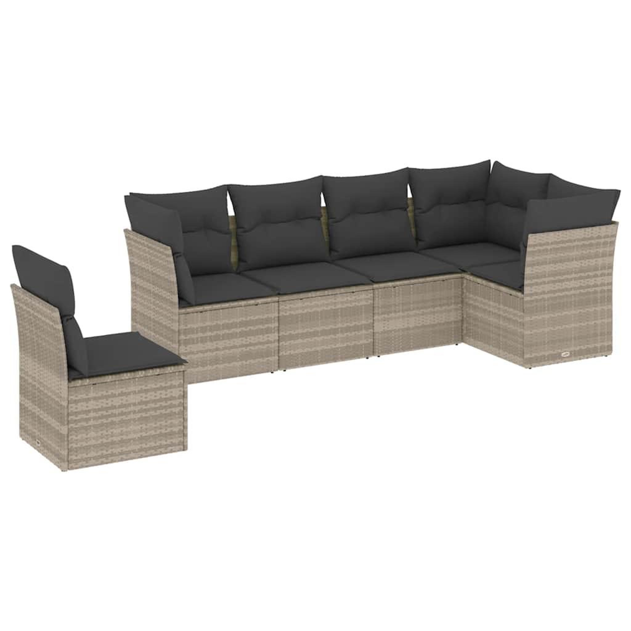 Voir la diapositive 2 : VIDAXL Salon de jardin 6 pcs avec coussins gris clair resine tressee