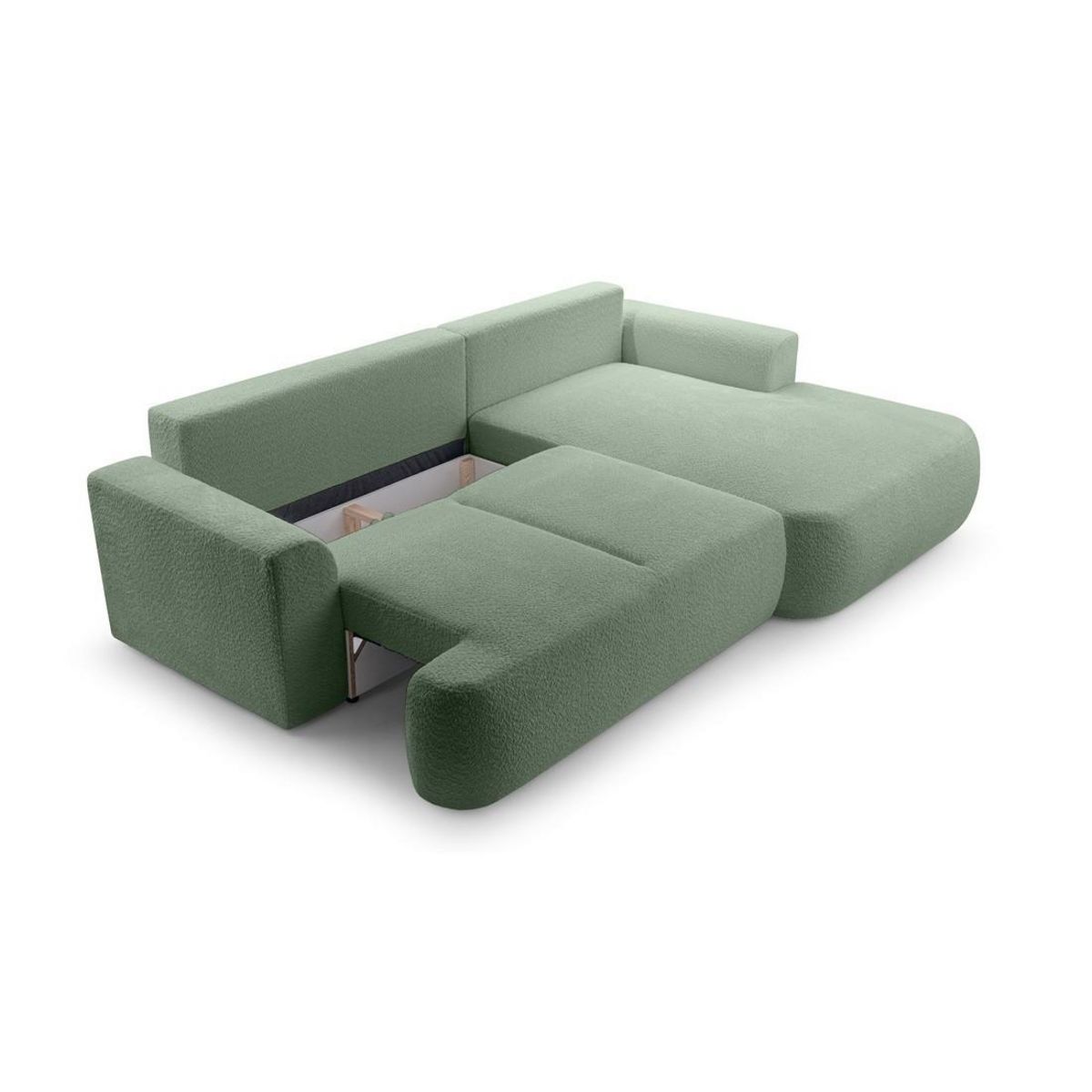 BEST MOBILIER Candela - canapé d'angle droit 4 places - convertible avec coffre - en tissu bouclette