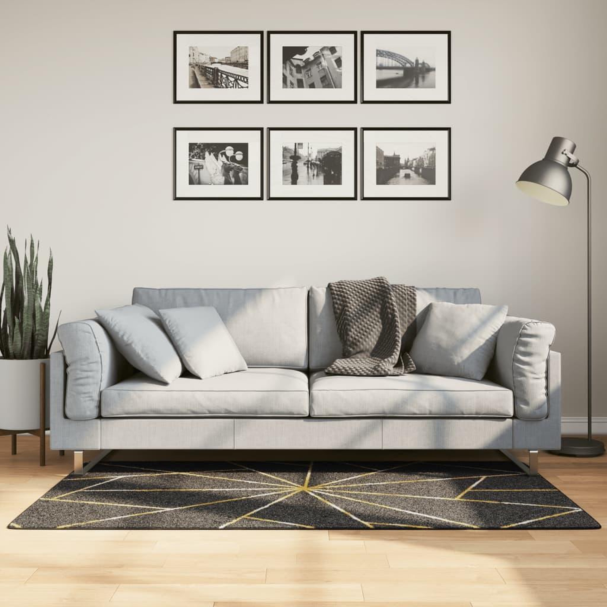 VIDAXL Tapis lavable noir et dore 80x150 cm antiderapant