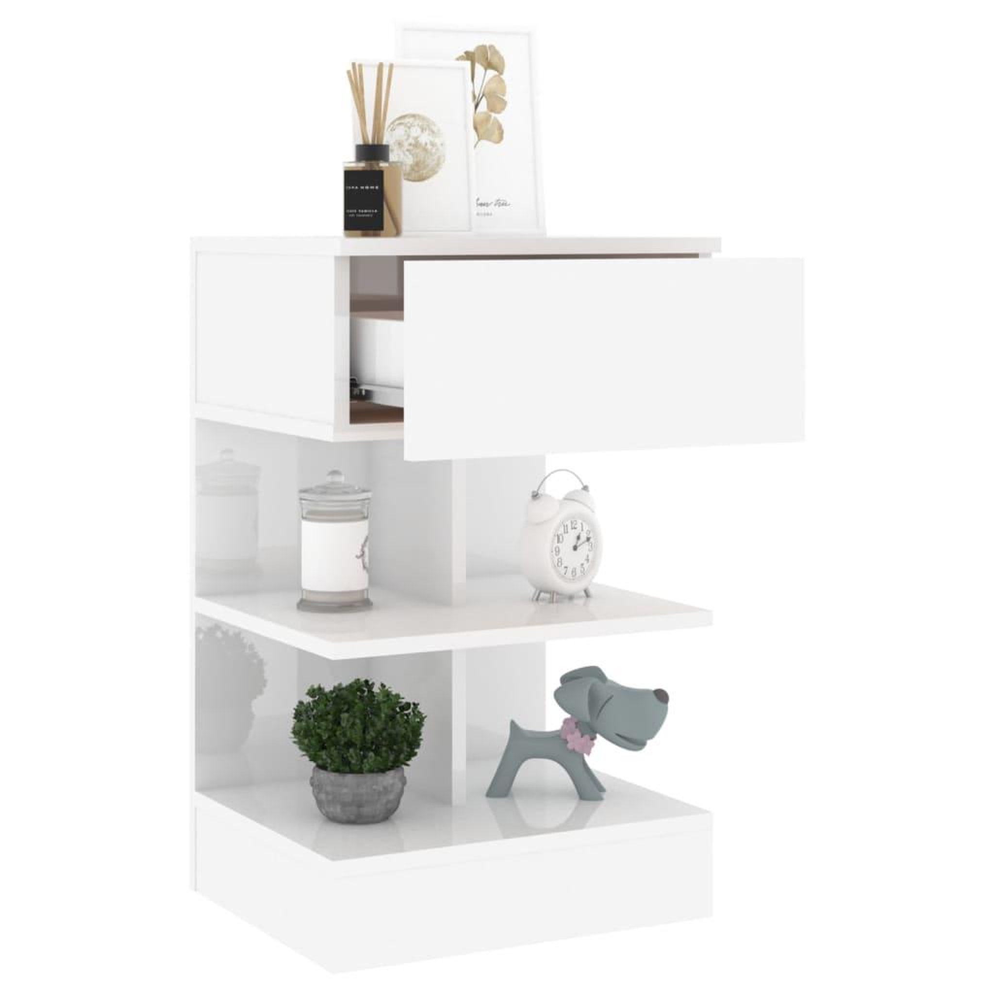 Voir la diapositive 4 : VIDAXL Table de chevet Blanc brillant 40x35x65 cm Bois d'ingenierie
