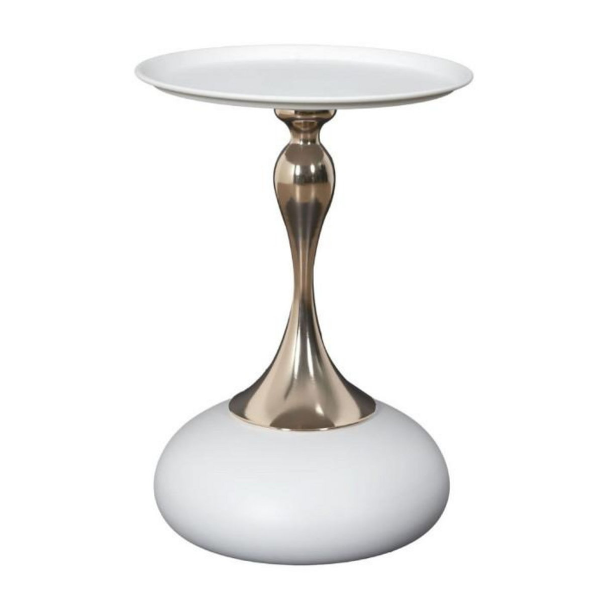 Paris Prix Table d'Appoint Design  Portebello  54cm Blanc & Or