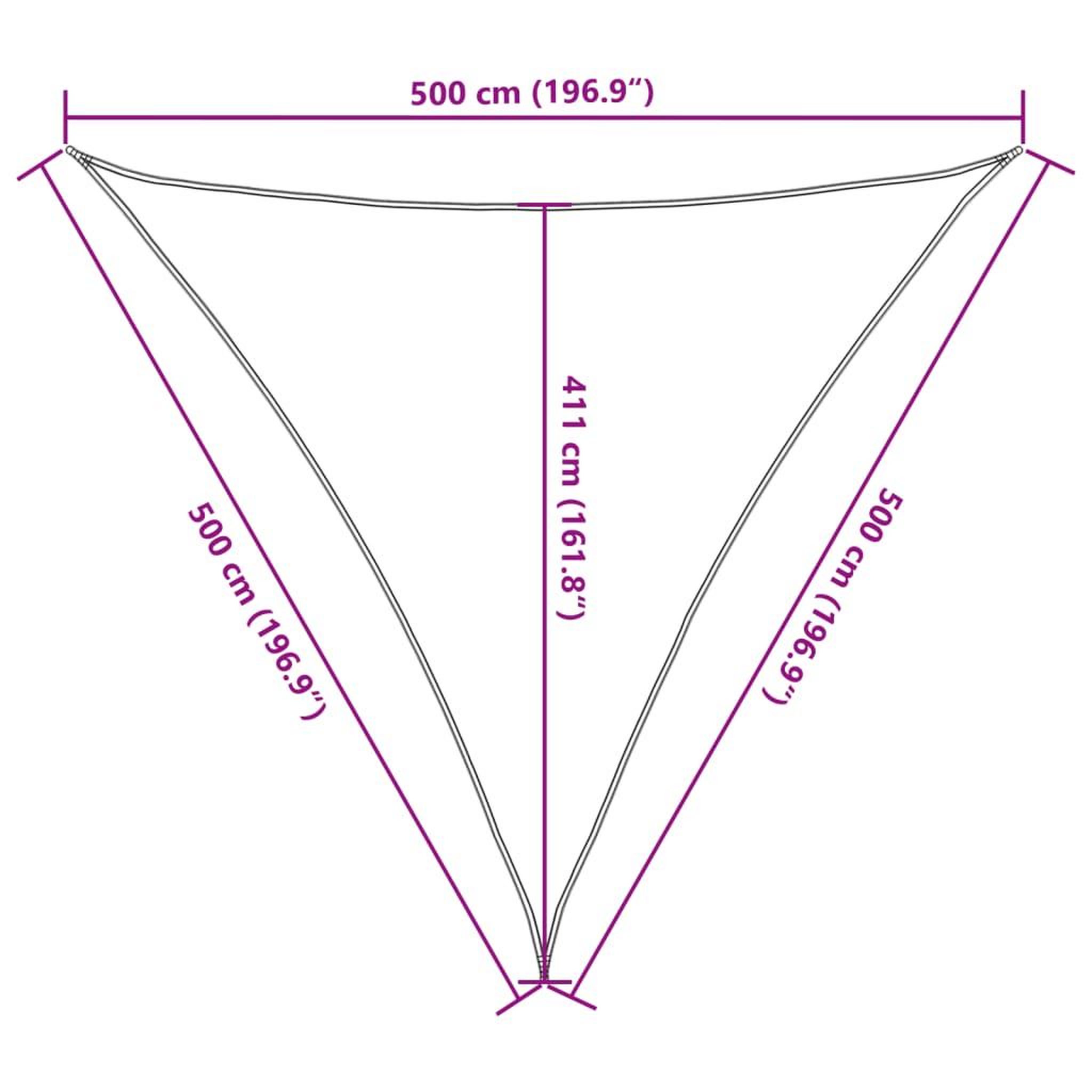 Voir la diapositive 6 : VIDAXL Voile d'ombrage PEHD Triangulaire 5 x 5 x 5 m Blanc