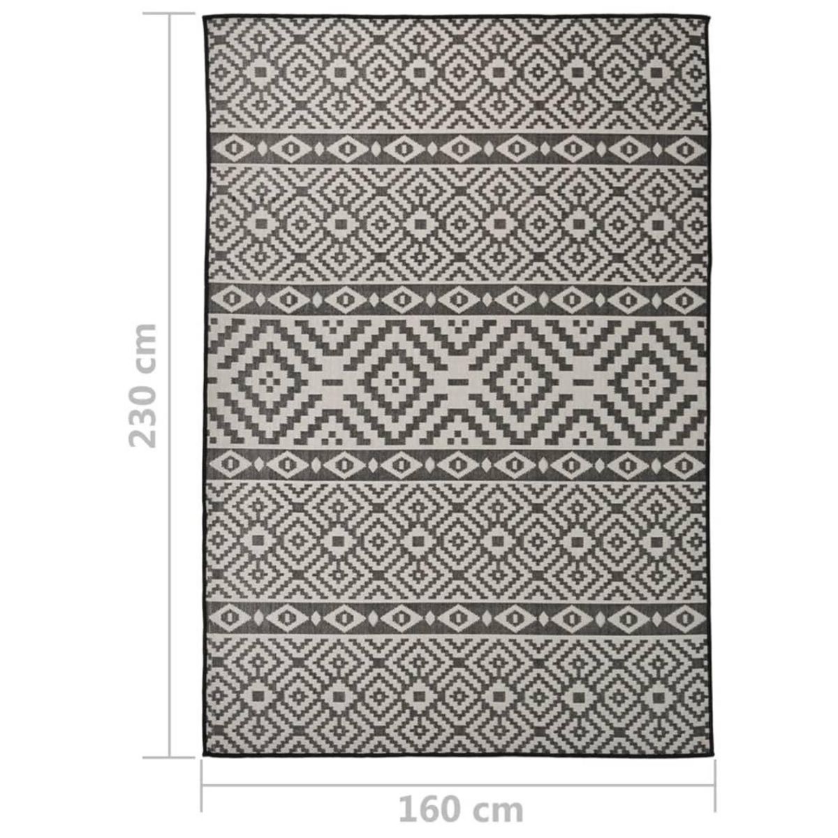 VIDAXL Tapis a tissage plat d'exterieur 160x230 cm Rayures noires