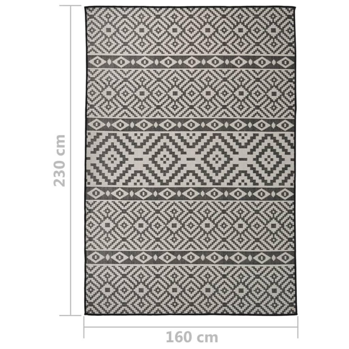 VIDAXL Tapis a tissage plat d'exterieur 160x230 cm Rayures noires