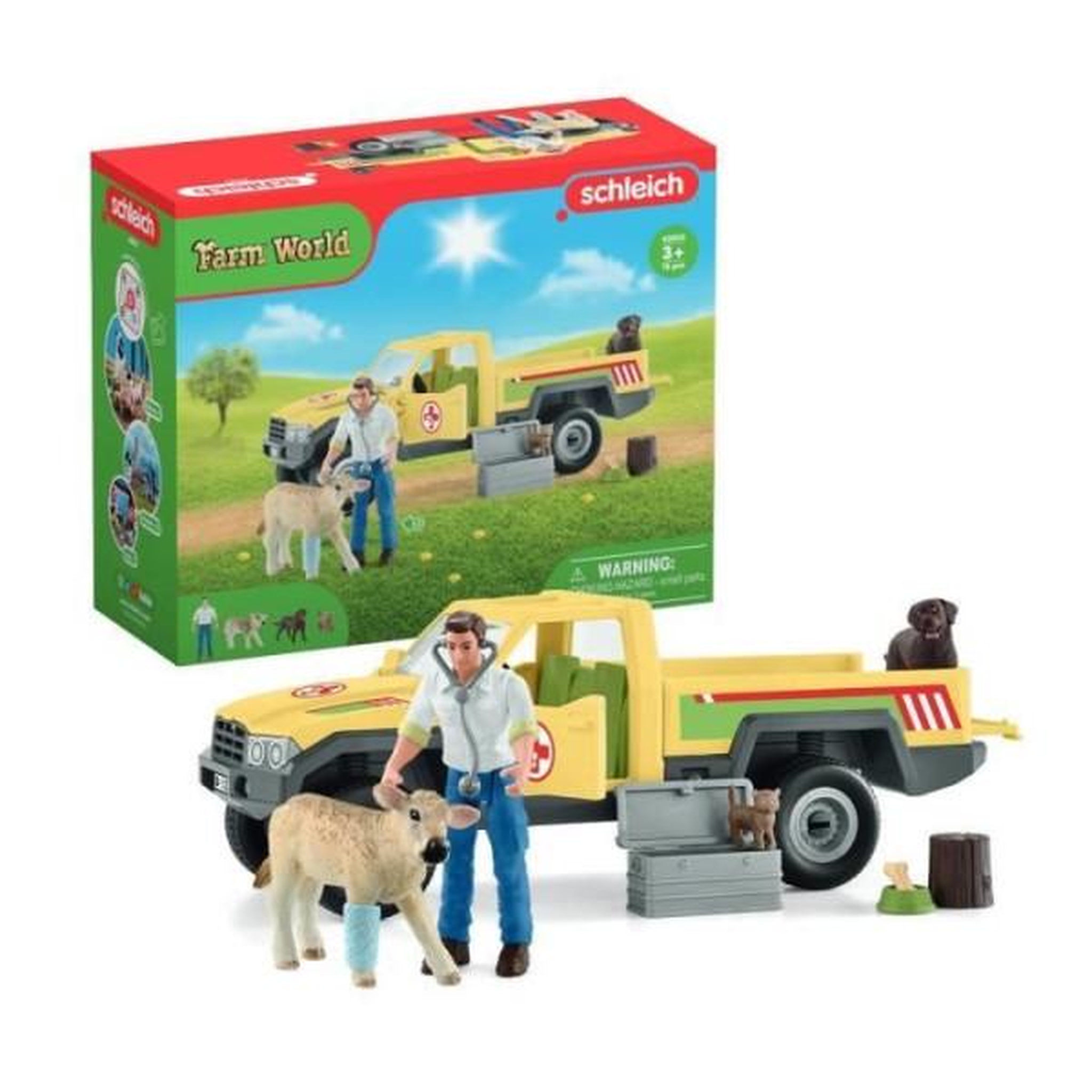 Schleich Coffret visite du vétérinaire a la ferme 12 pieces - avec animaux de la ferme, véhicule et vétérinaire - schleich - 42503 f