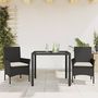 Voir la diapositive 1 : VIDAXL Ensemble a manger de jardin et coussins 3 pcs noir rotin verre